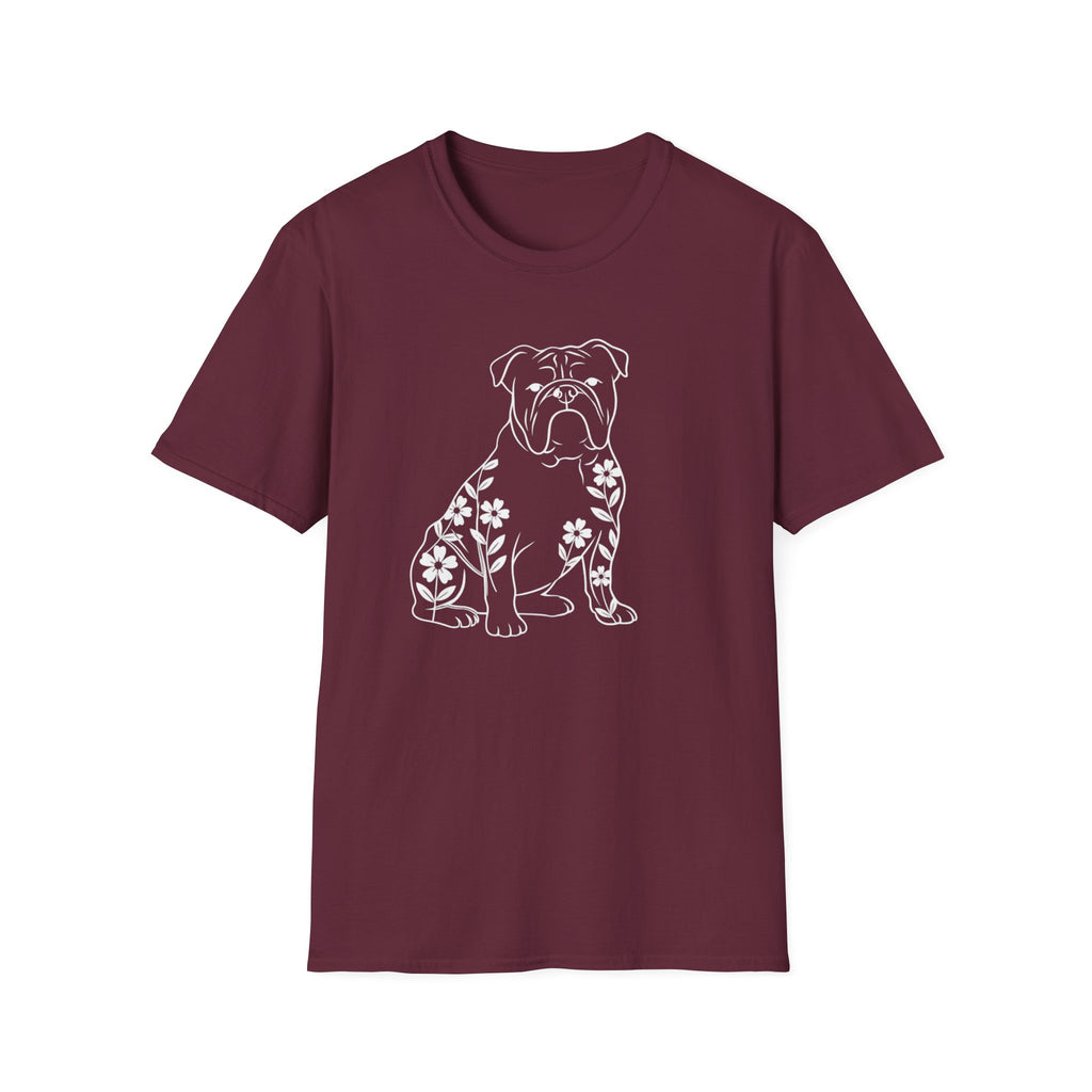English Bulldog And Flowers T-Shirt