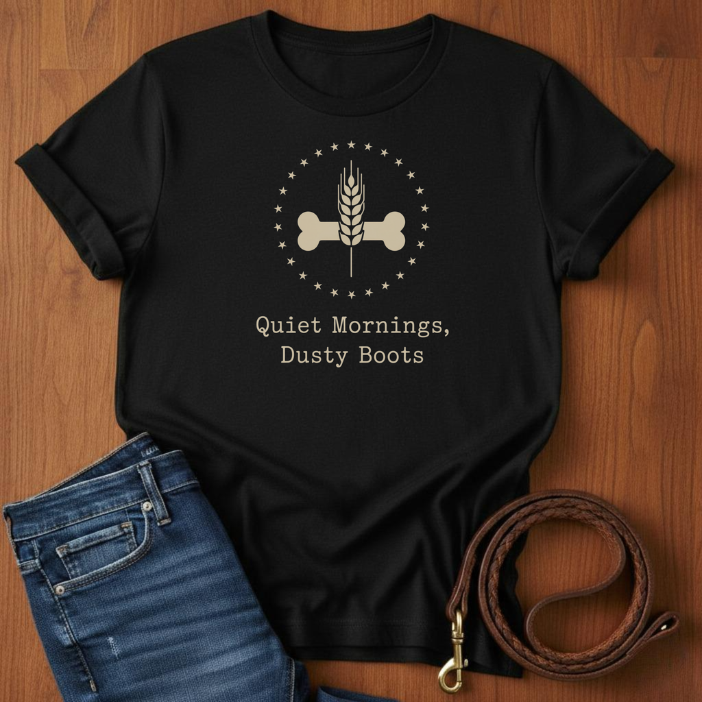 Quiet Mornings.  Dusty Boots T-Shirt