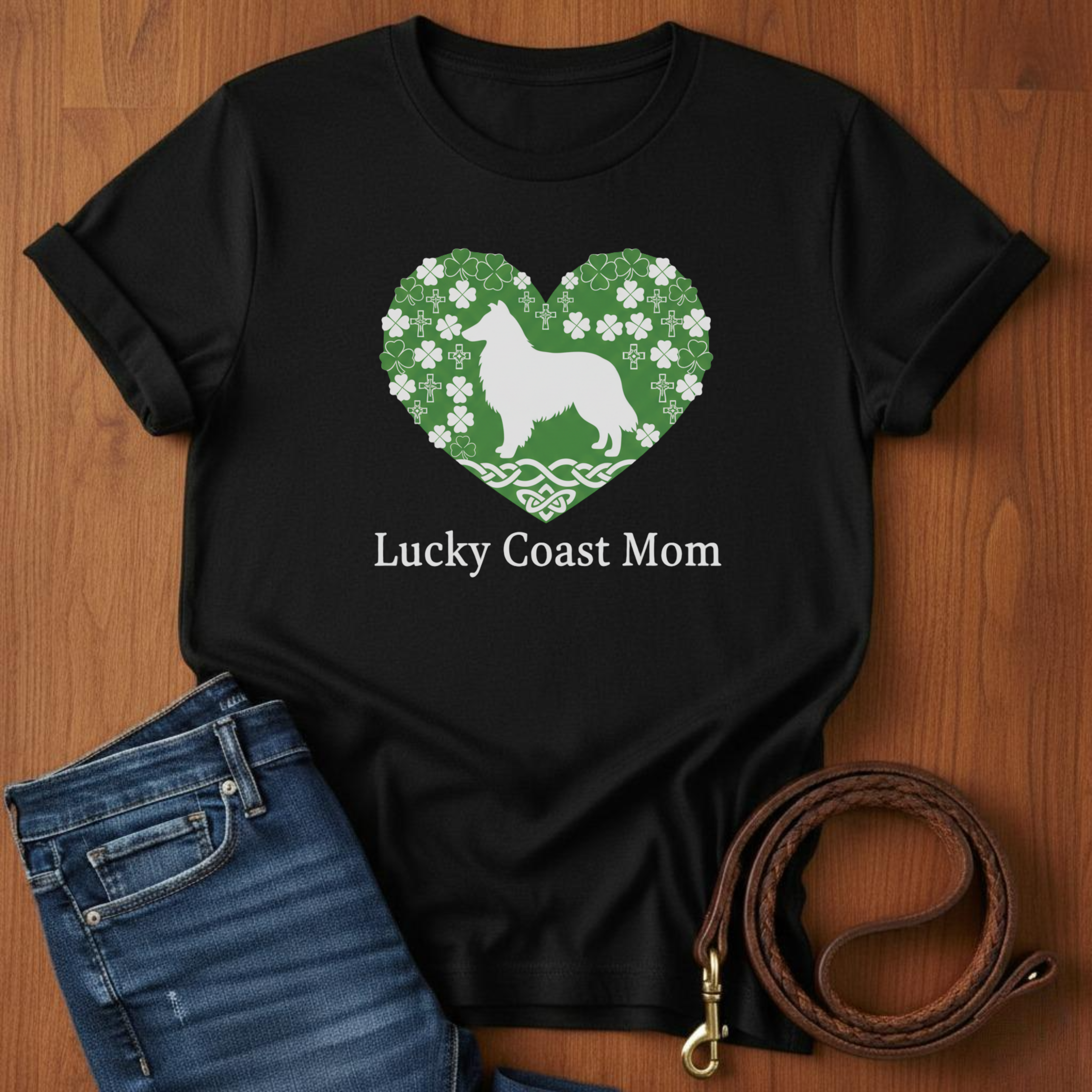 Lucky Coast Mom Sheltie T-Shirt — lifestyle shot — Always My Dog