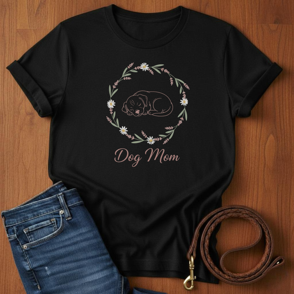Dog Mom Botanical Wreath T-Shirt — lifestyle shot — Always My Dog