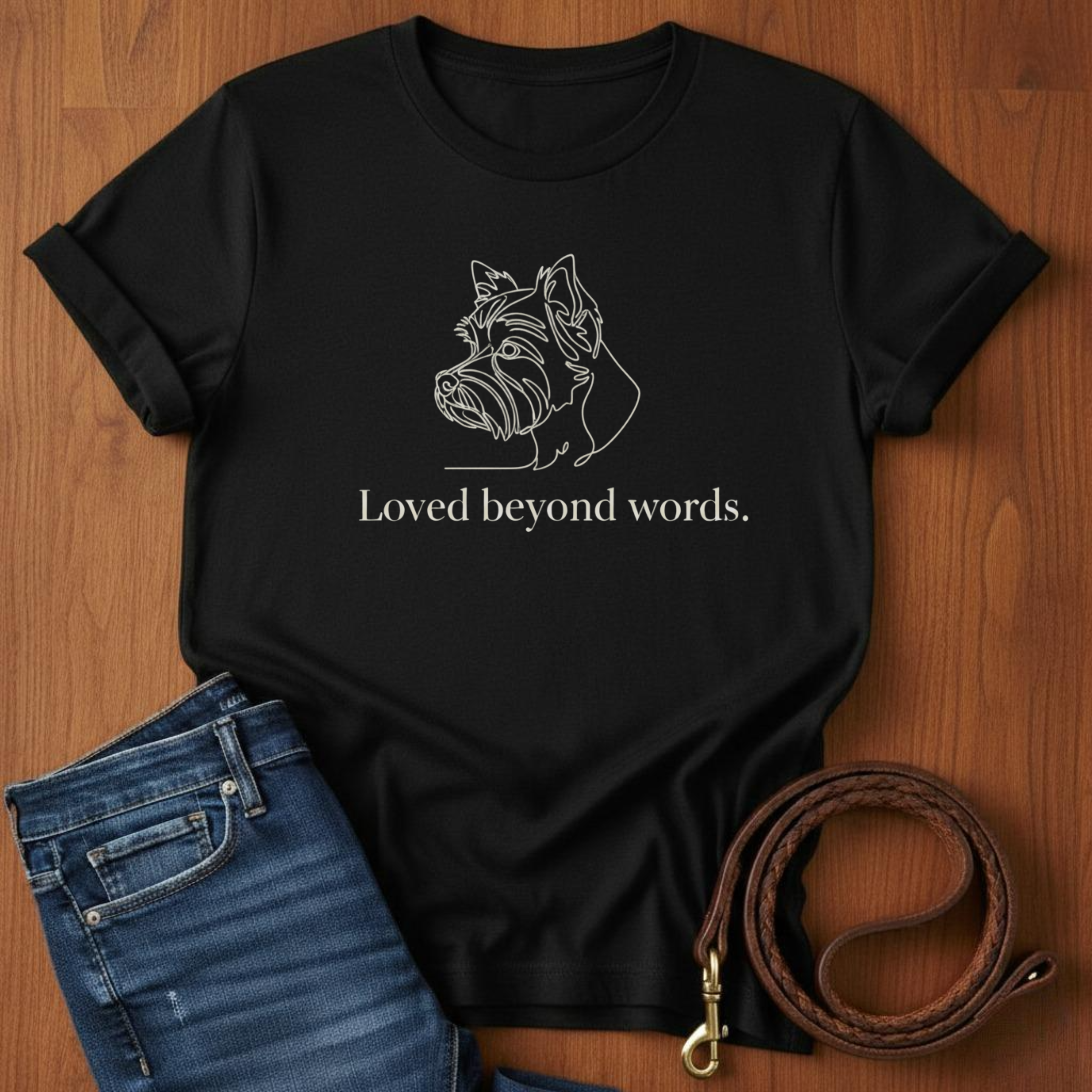 Loved Beyond Words Yorkshire Terrier T-Shirt — lifestyle shot — Always My Dog