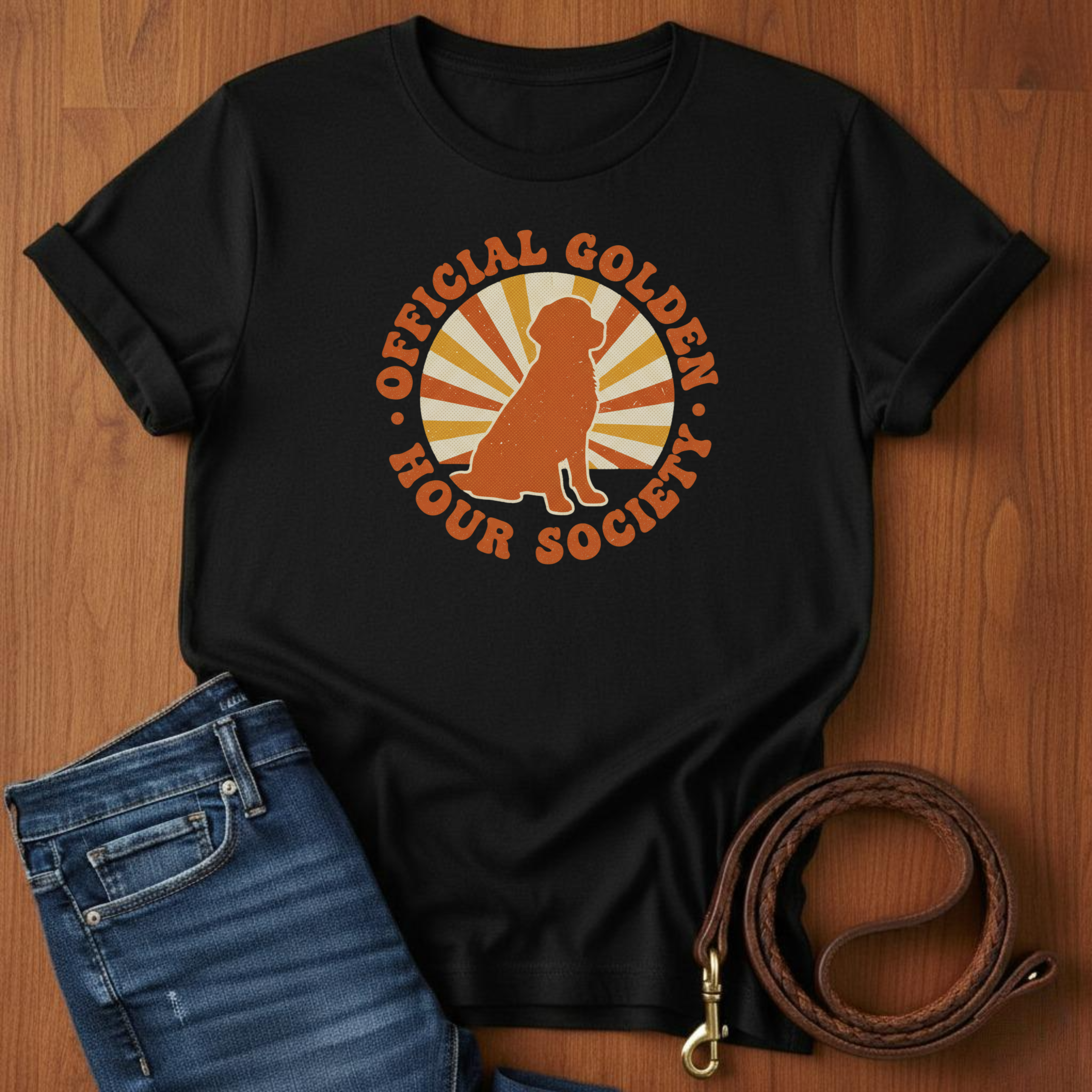 Official Golden Hour Society Golden Retriever T-Shirt — detail view — Always My Dog