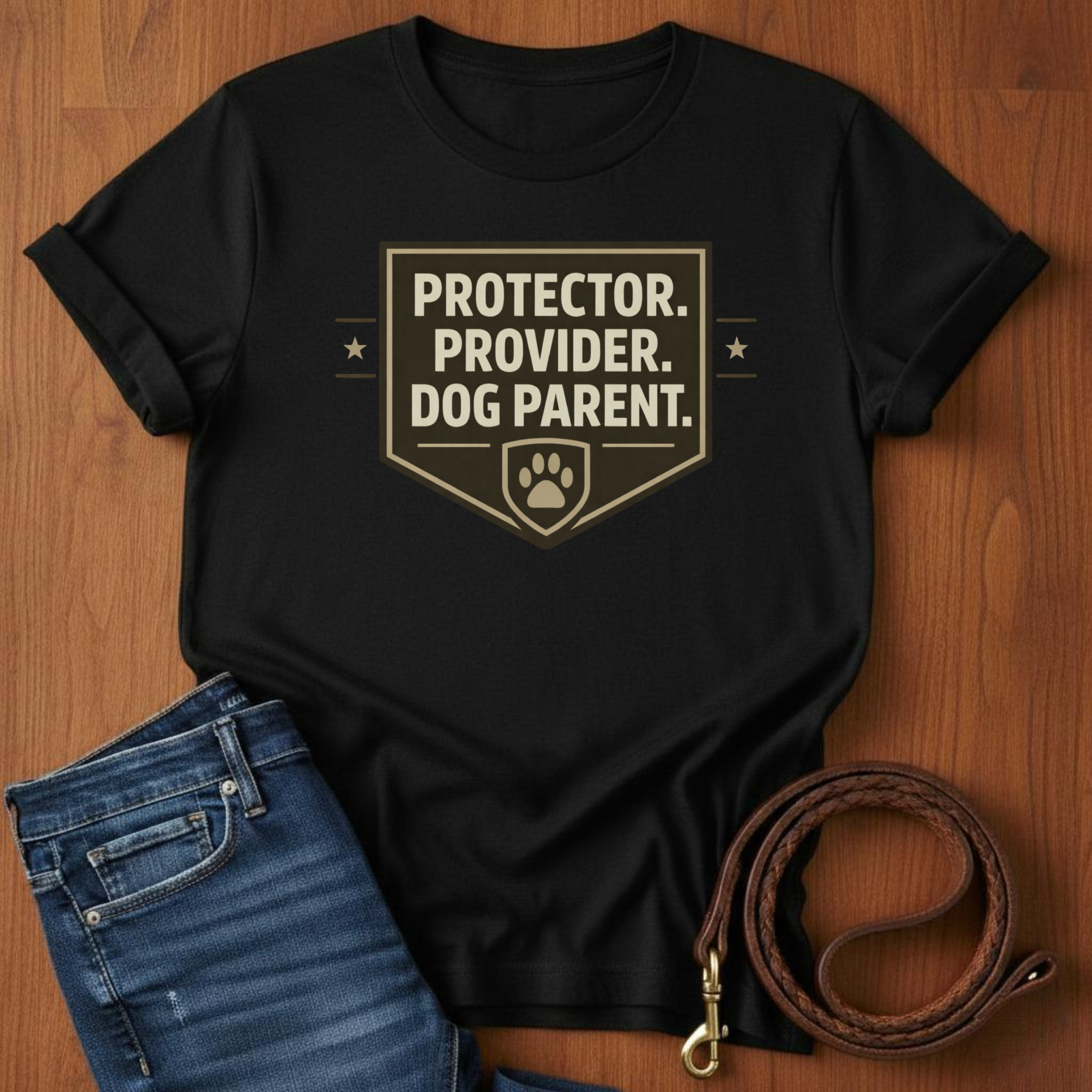 Protector.  Provider.  Dog Parent T-Shirt — lifestyle shot — Always My Dog