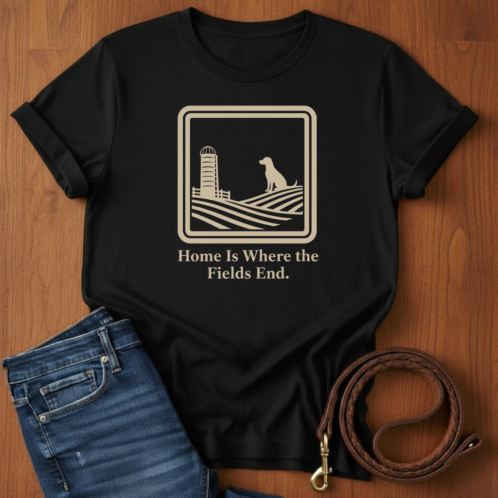 Home Is Where The Field Ends T-Shirt — lifestyle shot — Always My Dog