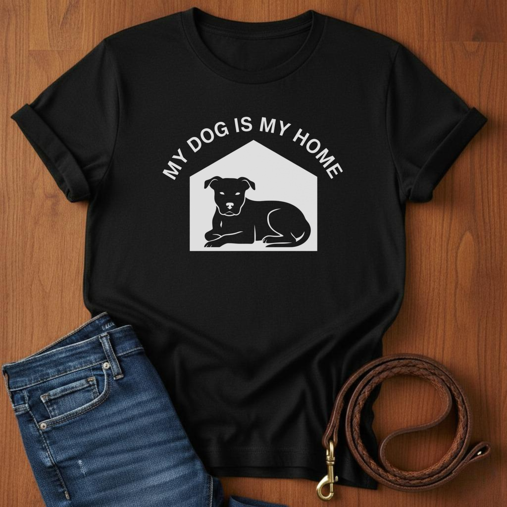 My Dog Is My Home Pitbull T-Shirt — lifestyle shot — Always My Dog