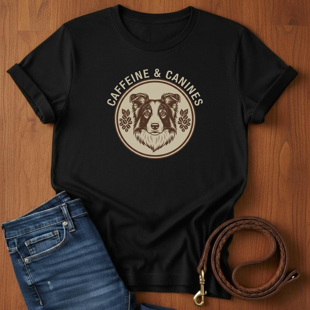 Caffeine and Canines Border Collie T-Shirt