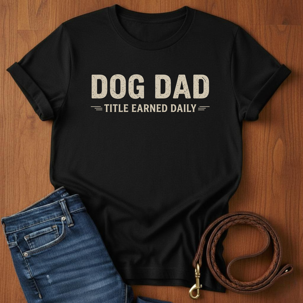 Dog Dad, Title Earned Daily T-Shirt — lifestyle shot — Always My Dog