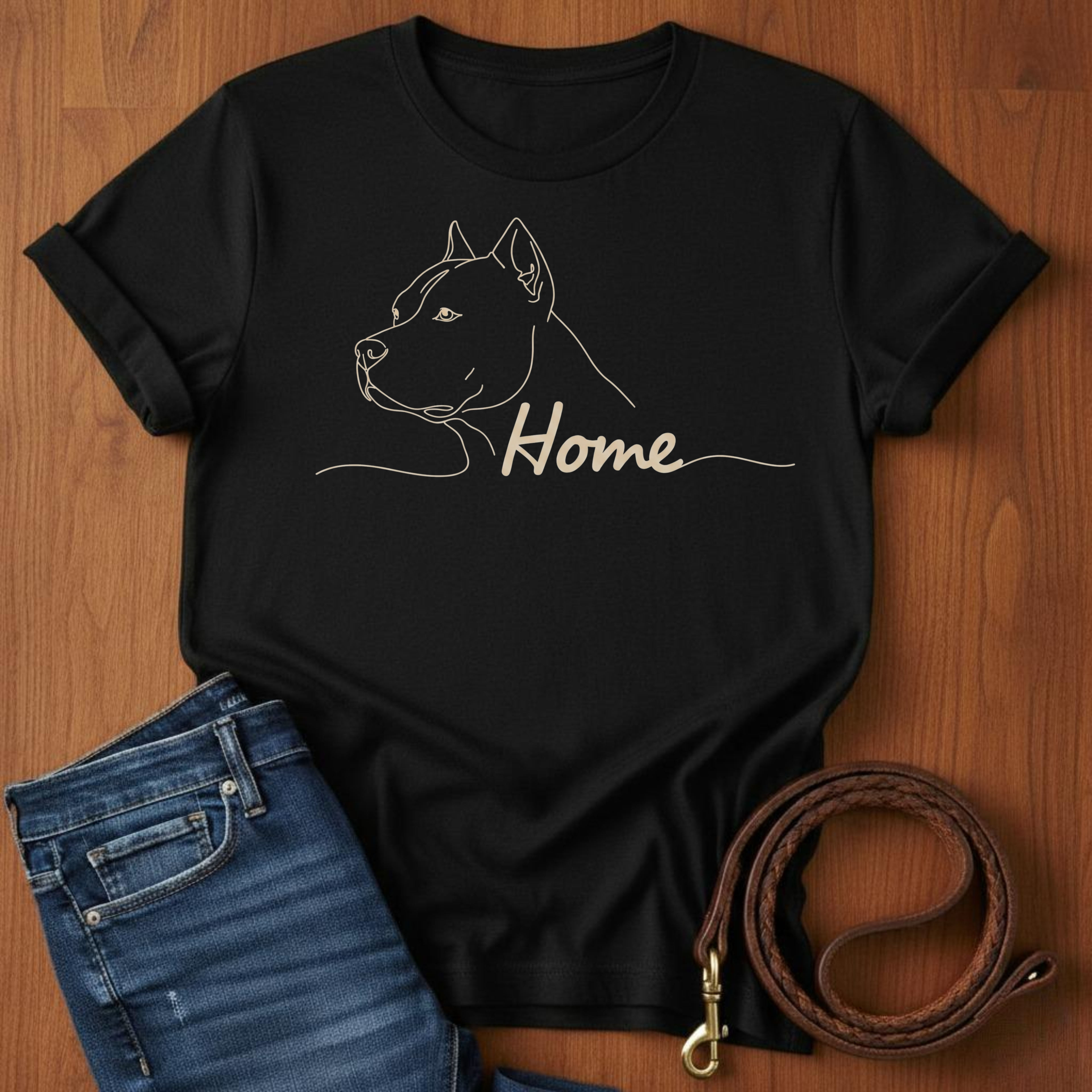 Pitbull Home T-Shirt — lifestyle shot — Always My Dog