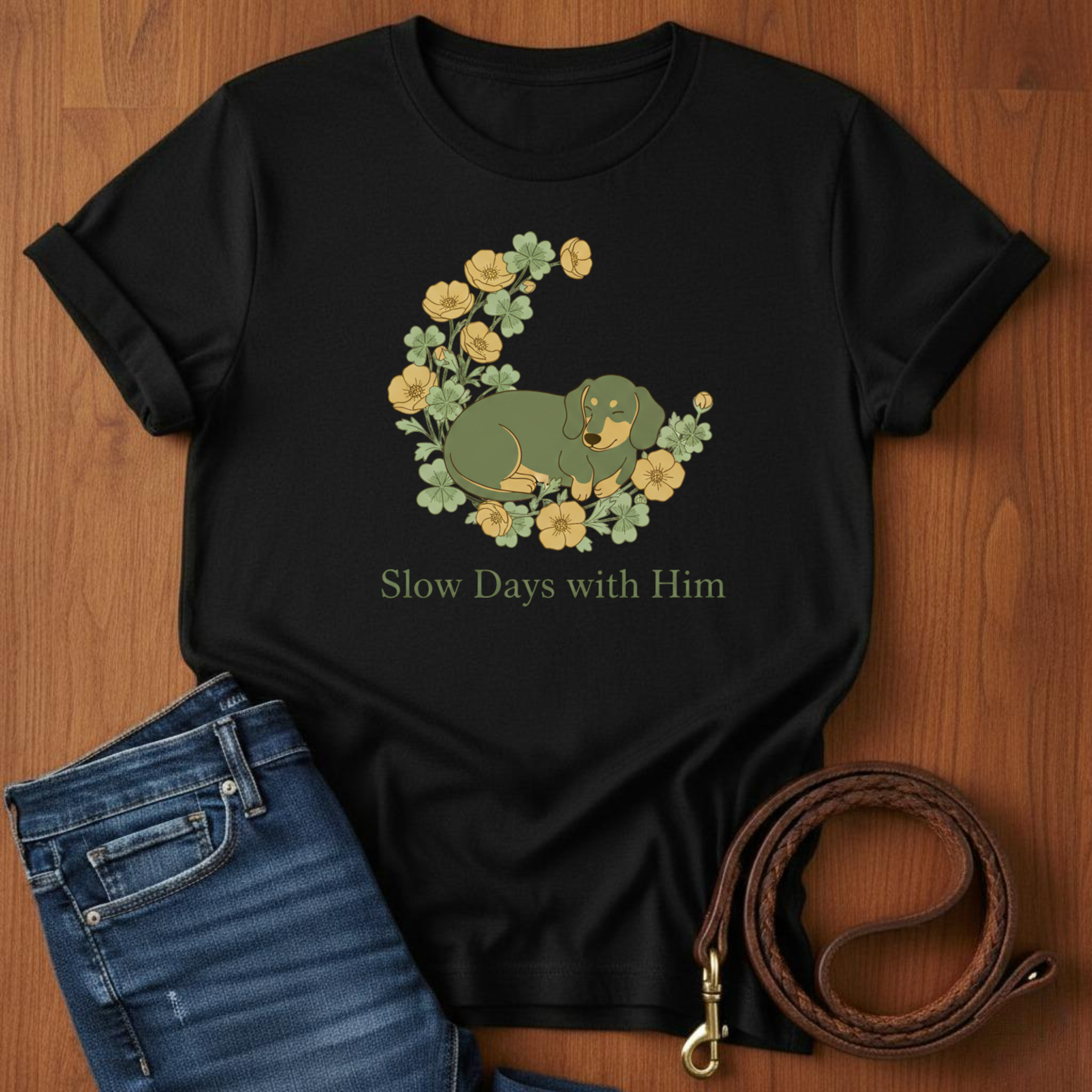 Slow Days With Him Dachshund T-Shirt