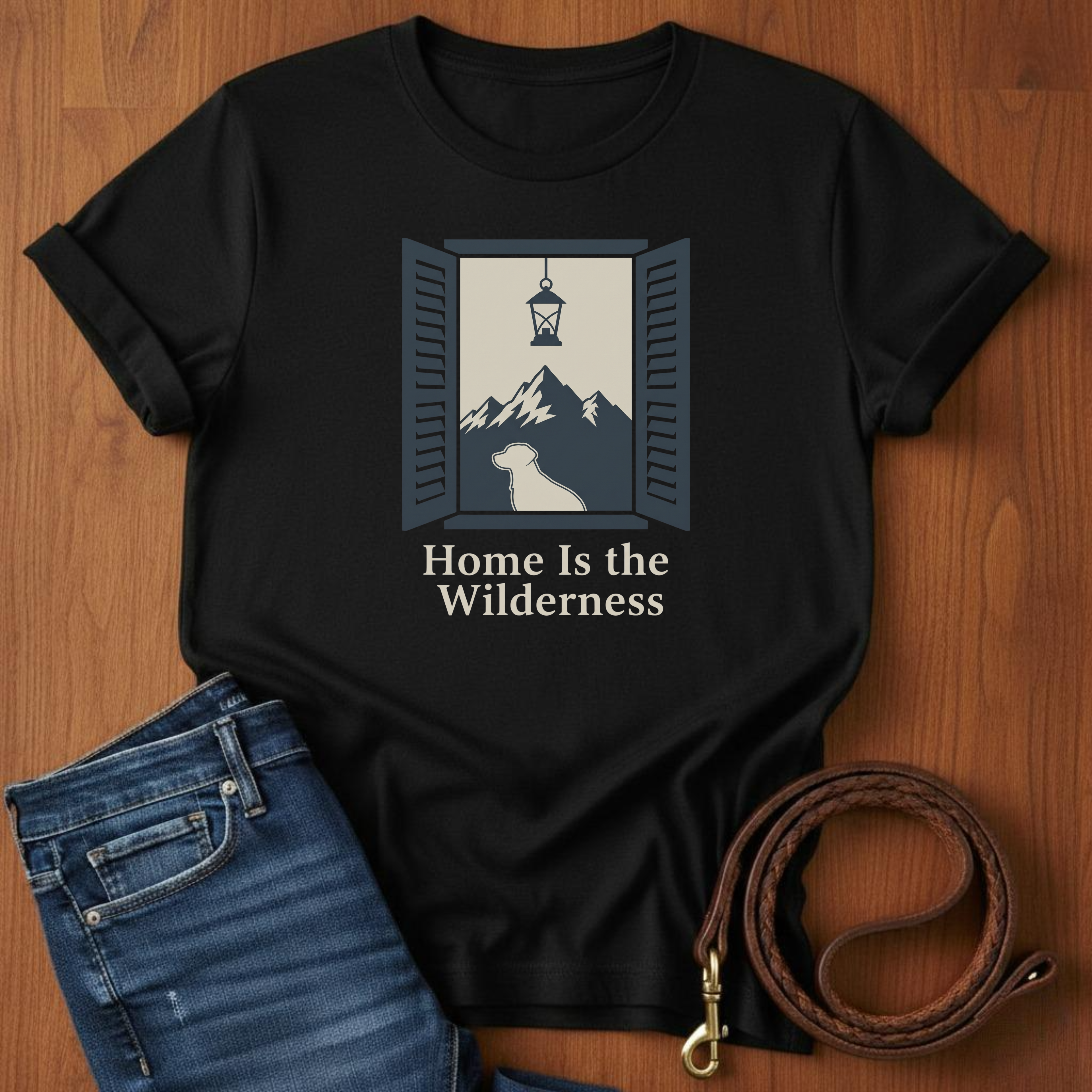 Home is the Wilderness T-Shirt — lifestyle shot — Always My Dog