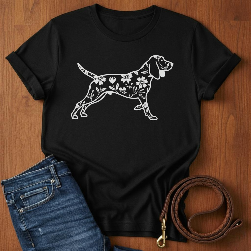 Flower Beagle T-Shirt — lifestyle shot — Always My Dog