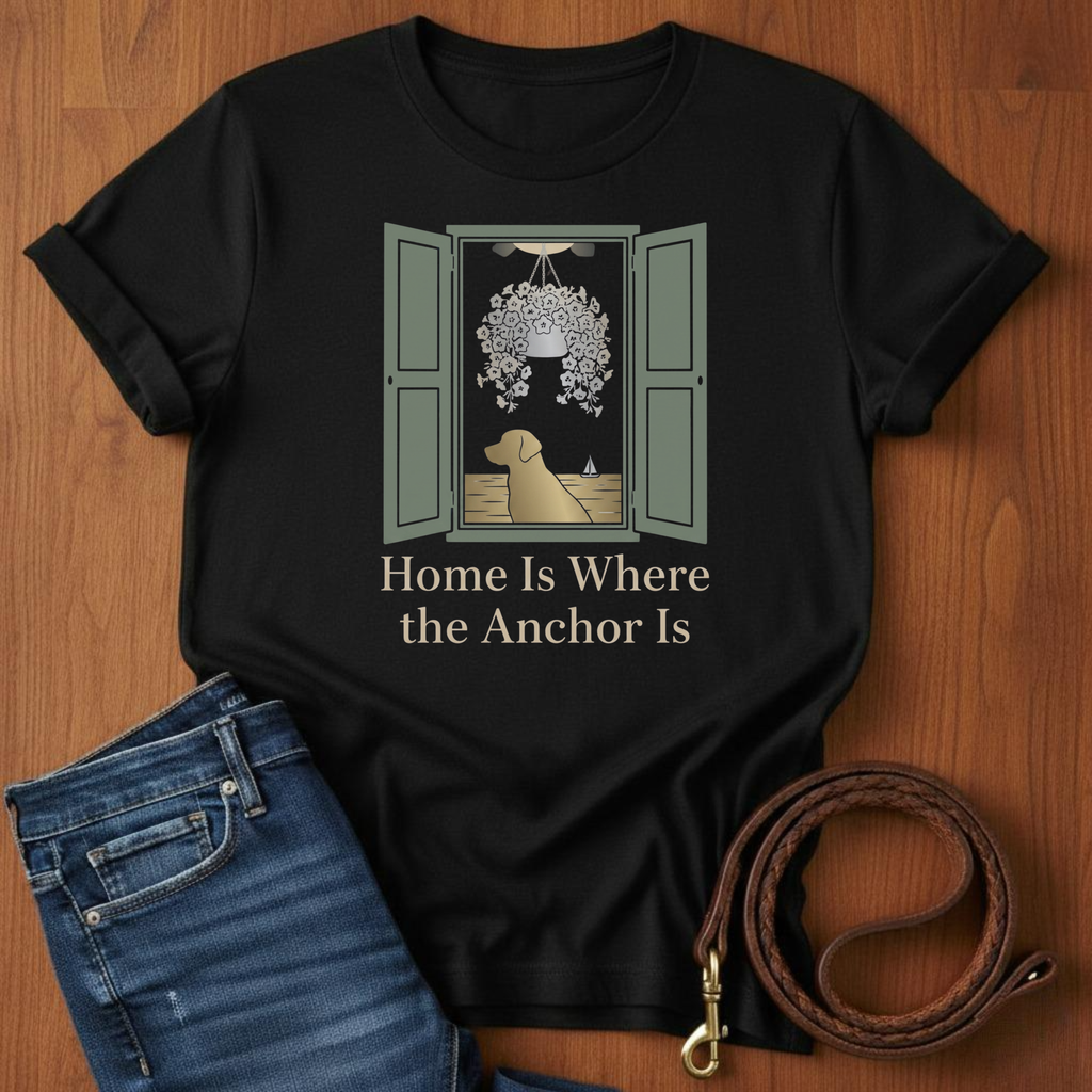 Home Is Where The Anchor Is T-Shirt — close-up — Always My Dog