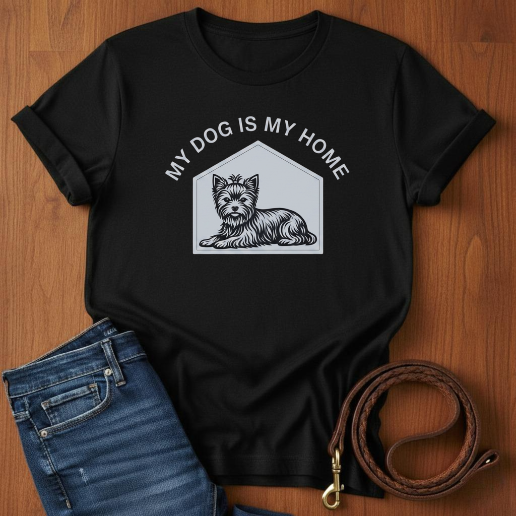 My Dog Is My Home Yorkshire Terrier T-Shirt — lifestyle shot — Always My Dog