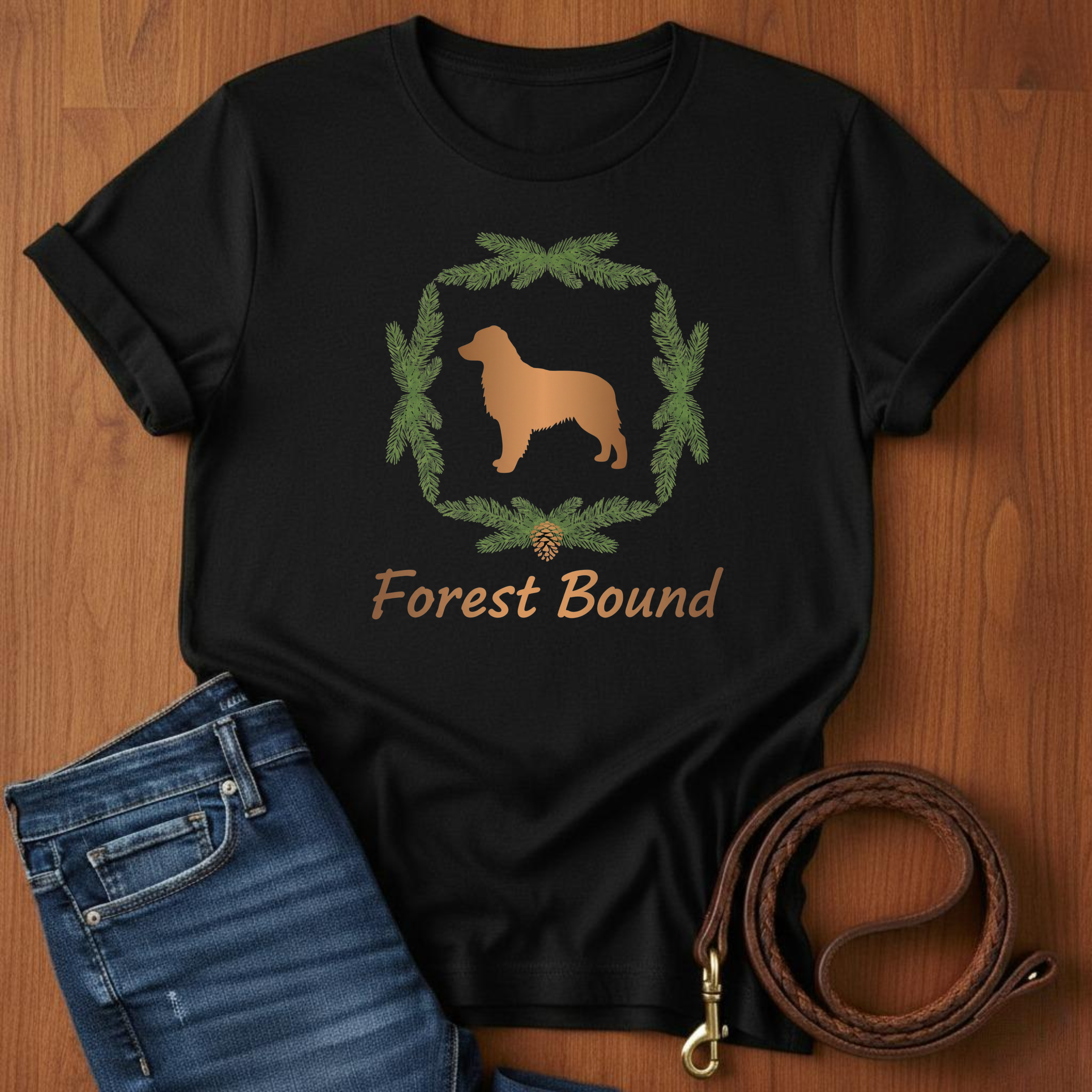 Forest Bound Golden Retriever T-Shirt — lifestyle shot — Always My Dog
