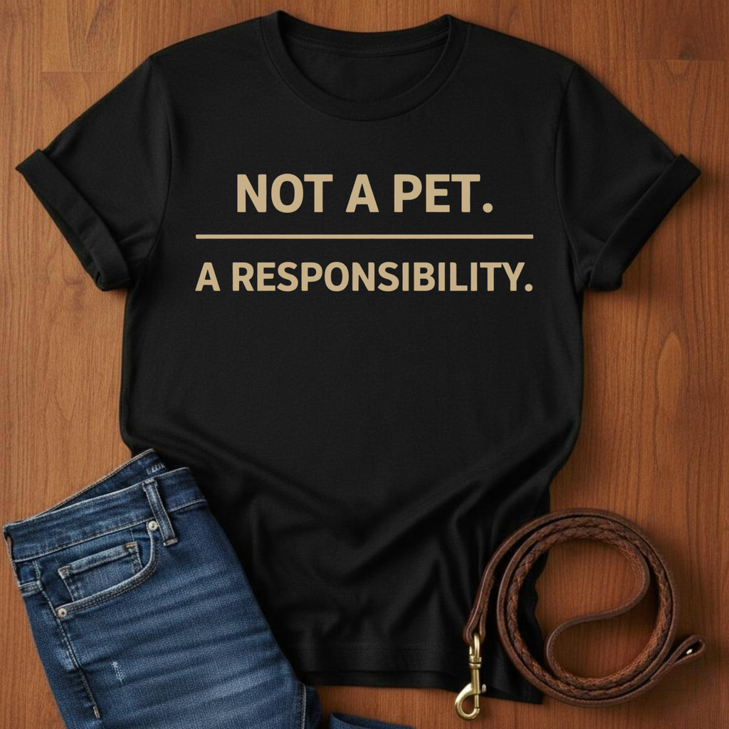 Not A Pet.  A Responsibility T-Shirt — lifestyle shot — Always My Dog