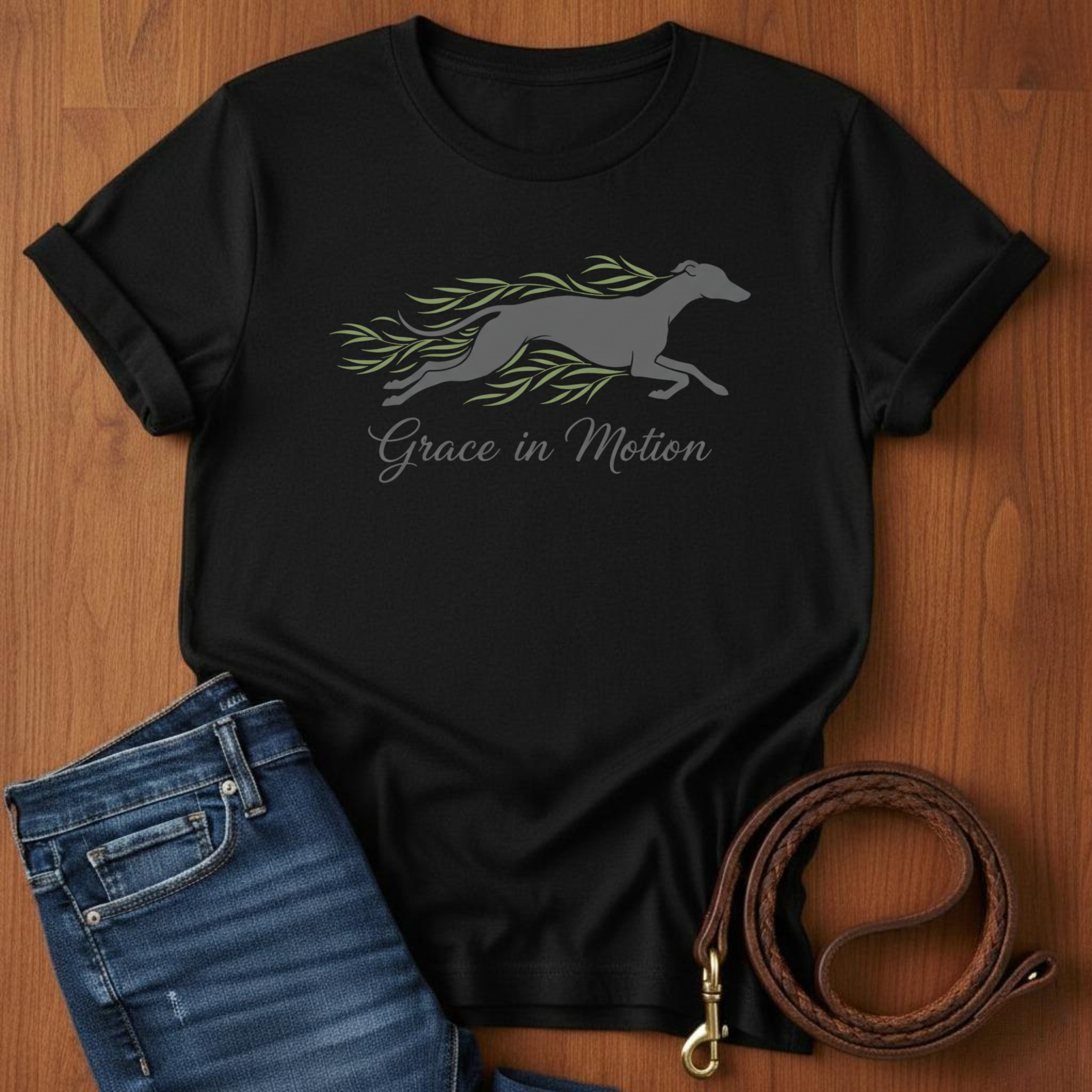 Grace In Motion Greyhound T-Shirt — lifestyle shot — Always My Dog
