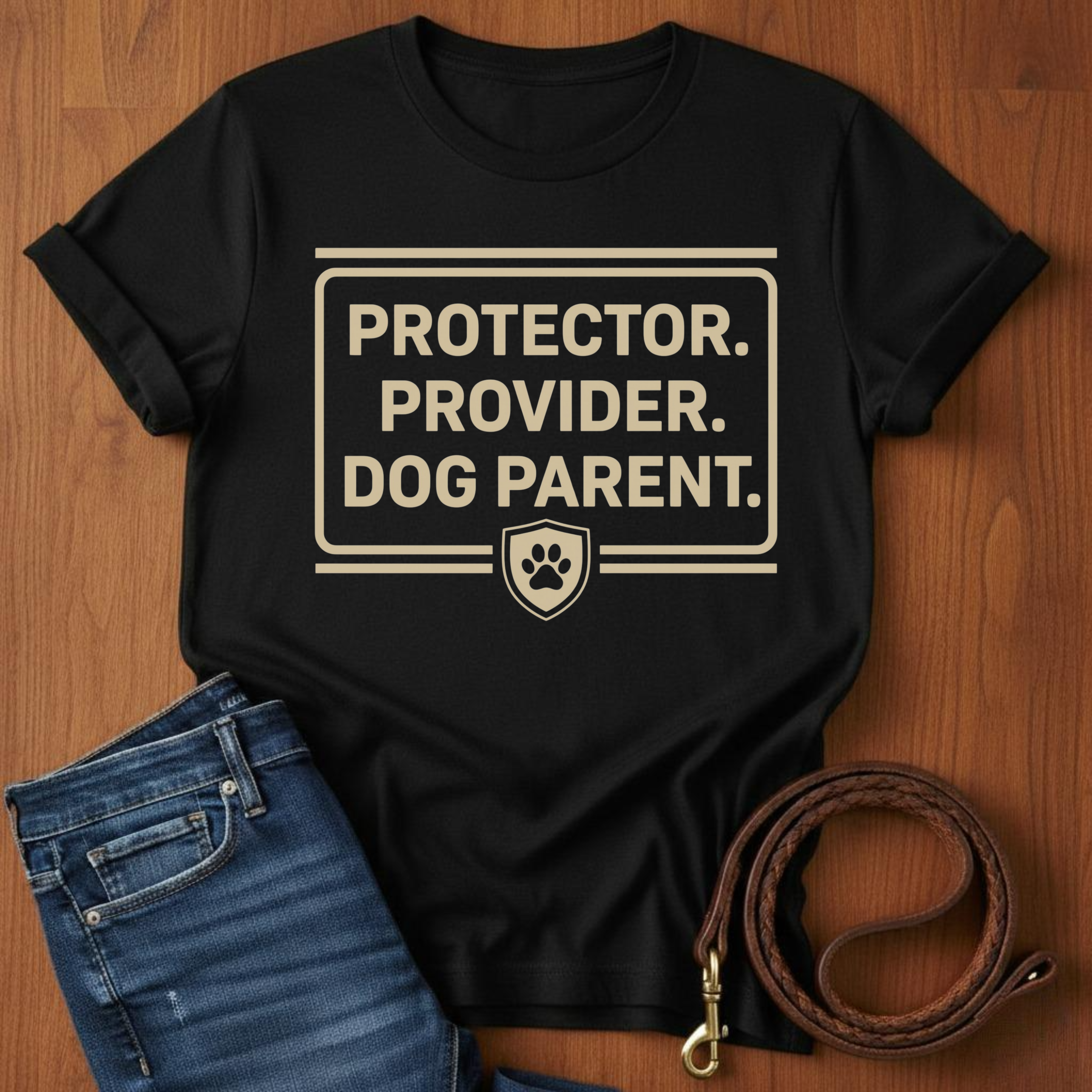 Paw Print Protector. Provider. Dog Parent T-Shirt — close-up — Always My Dog