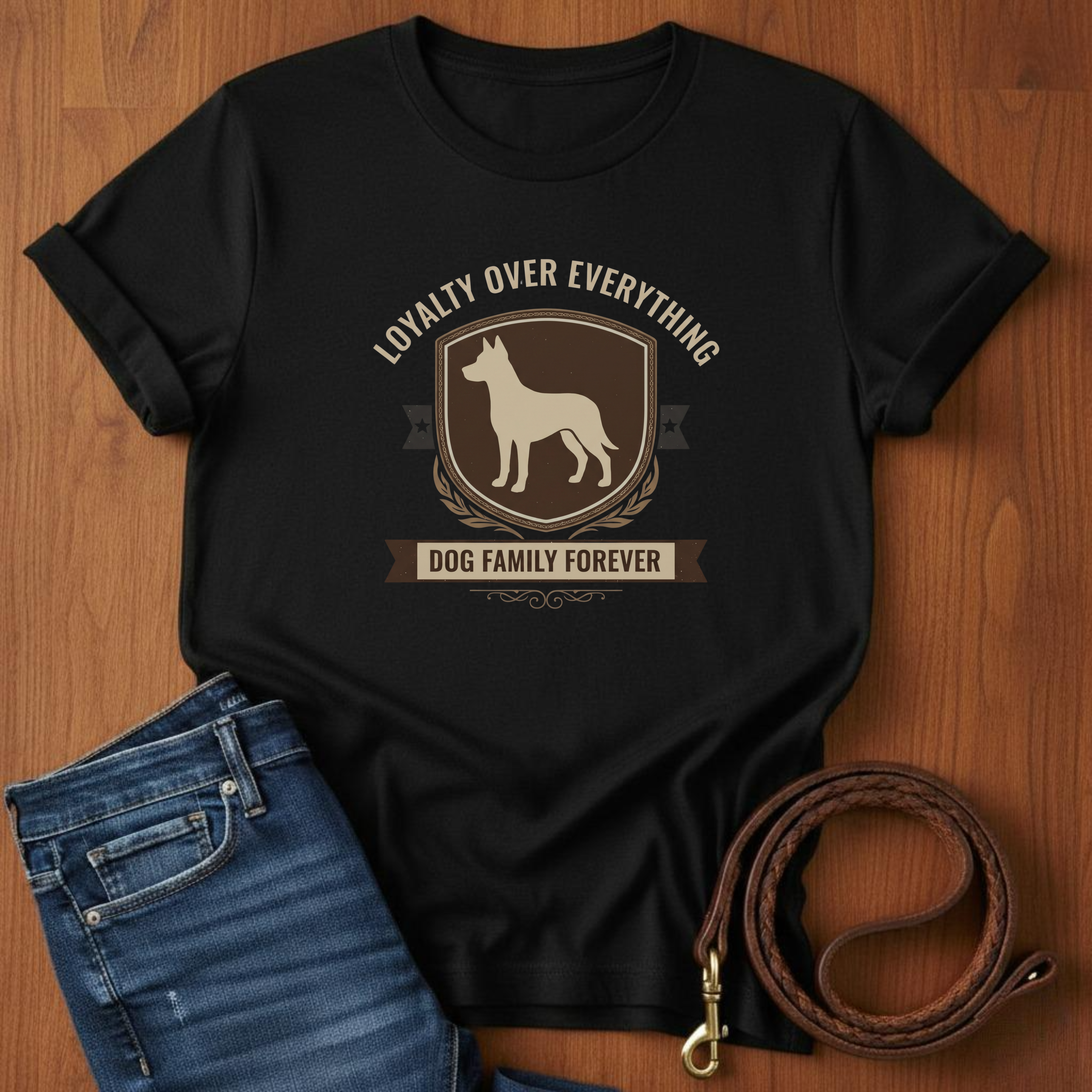 Loyalty Over Everything T-Shirt — close-up — Always My Dog