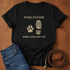 Official Field Guide Paw Print T-Shirt — close-up — Always My Dog