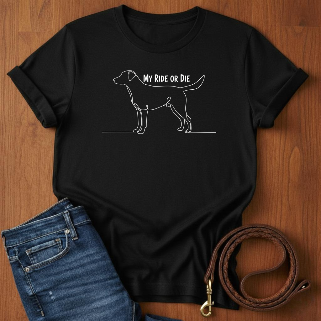 My Ride Or Die Labrador Retriever T-Shirt — lifestyle shot — Always My Dog
