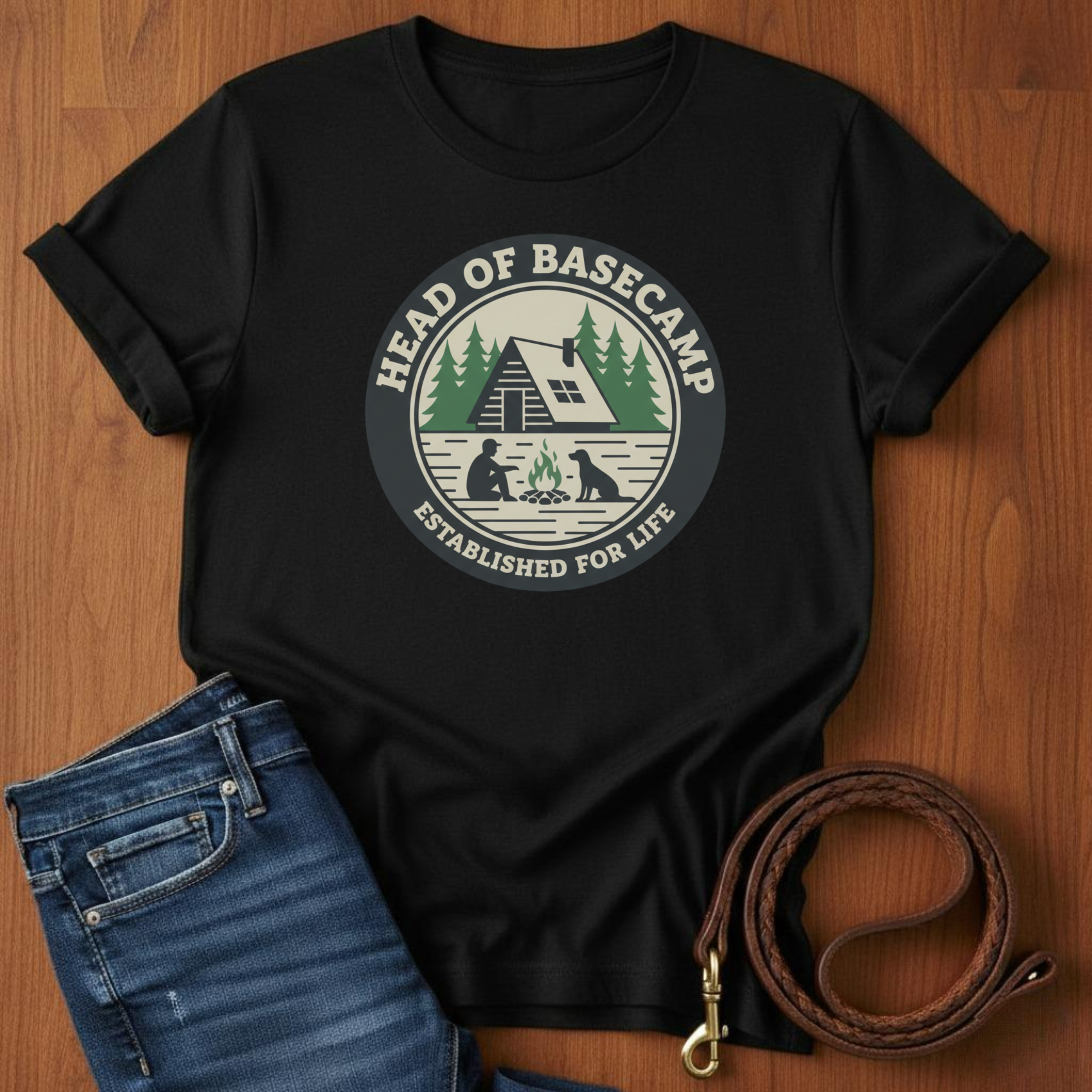 Head of Basecamp T-Shirt — close-up — Always My Dog