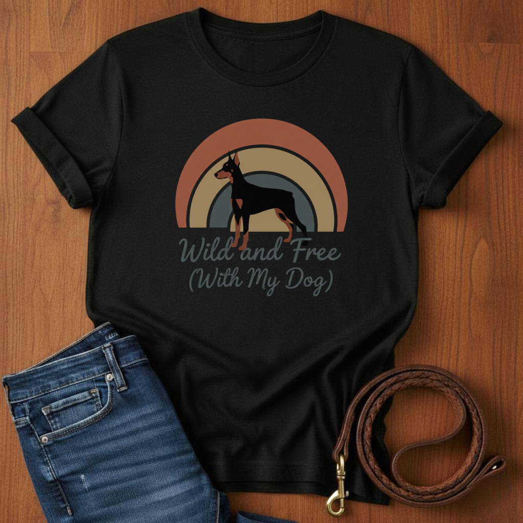 Wild and Free (With My Dog) Doberman T-Shirt