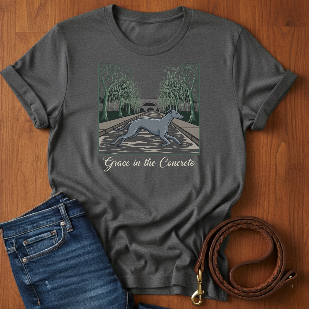 Grace In The Concrete Greyhound T-Shirt — Greyhound lover t-shirt by Always My Dog