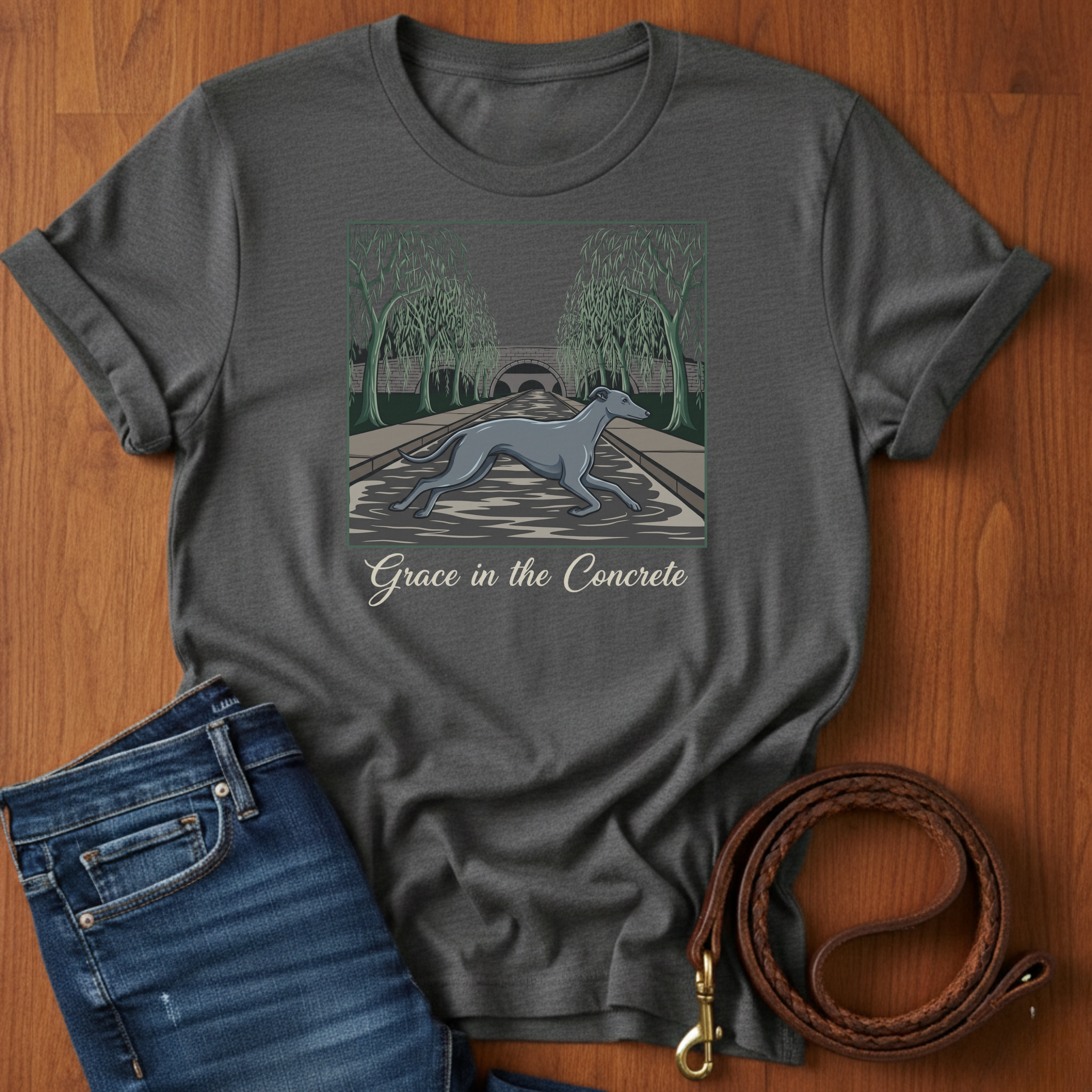 Grace In The Concrete Greyhound T-Shirt — Greyhound lover t-shirt by Always My Dog