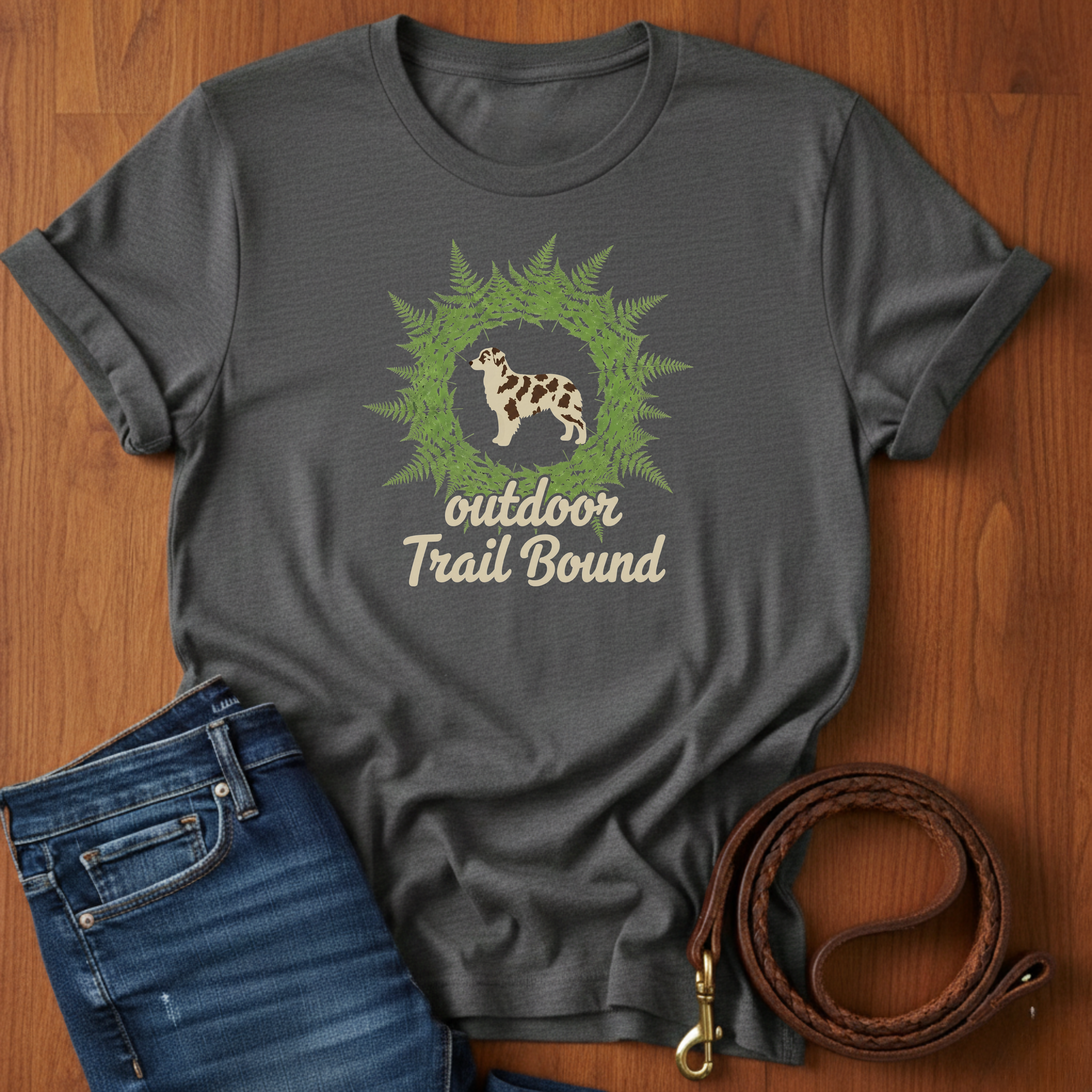 Outdoor Trail Bound Australian Shepherd T-Shirt — Australian Shepherd lover t-shirt by Always My Dog