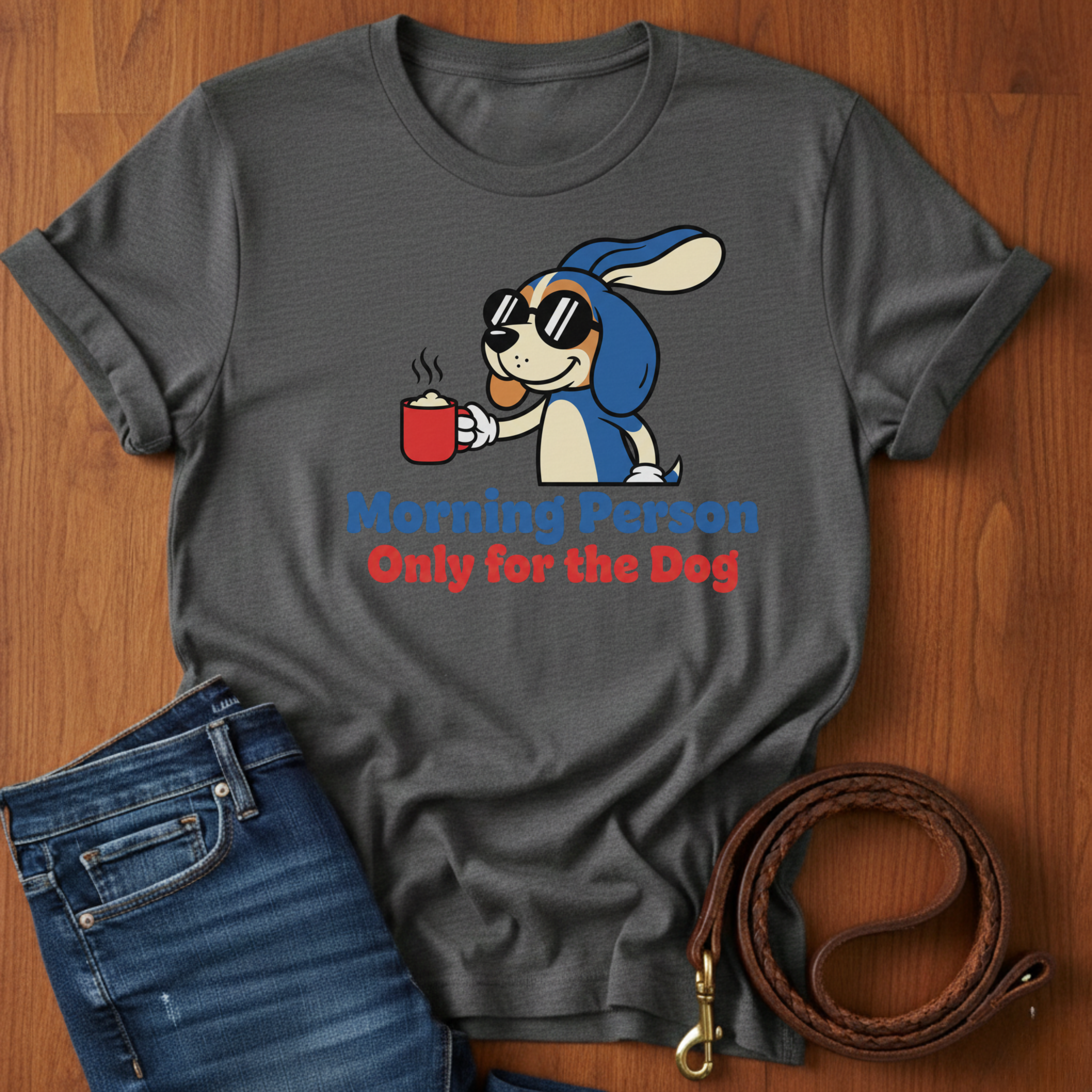 Morning Person. Only For The Dog T-Shirt — dog lover t-shirt by Always My Dog