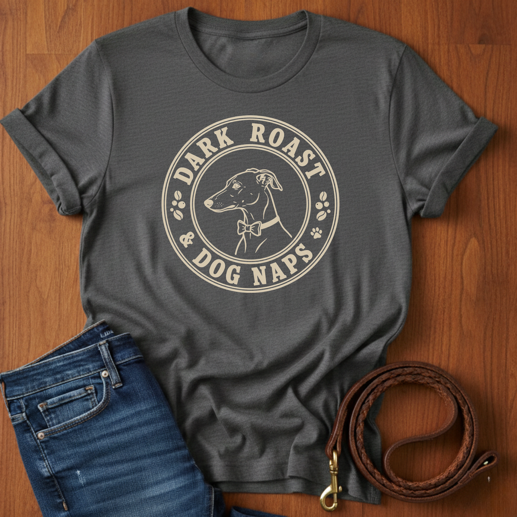 Dark Roast Dog Naps T-Shirt — dog lover t-shirt by Always My Dog