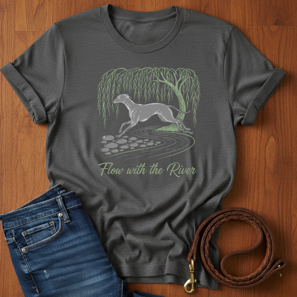 Flow With The River Greyhound T-Shirt — Greyhound lover t-shirt by Always My Dog