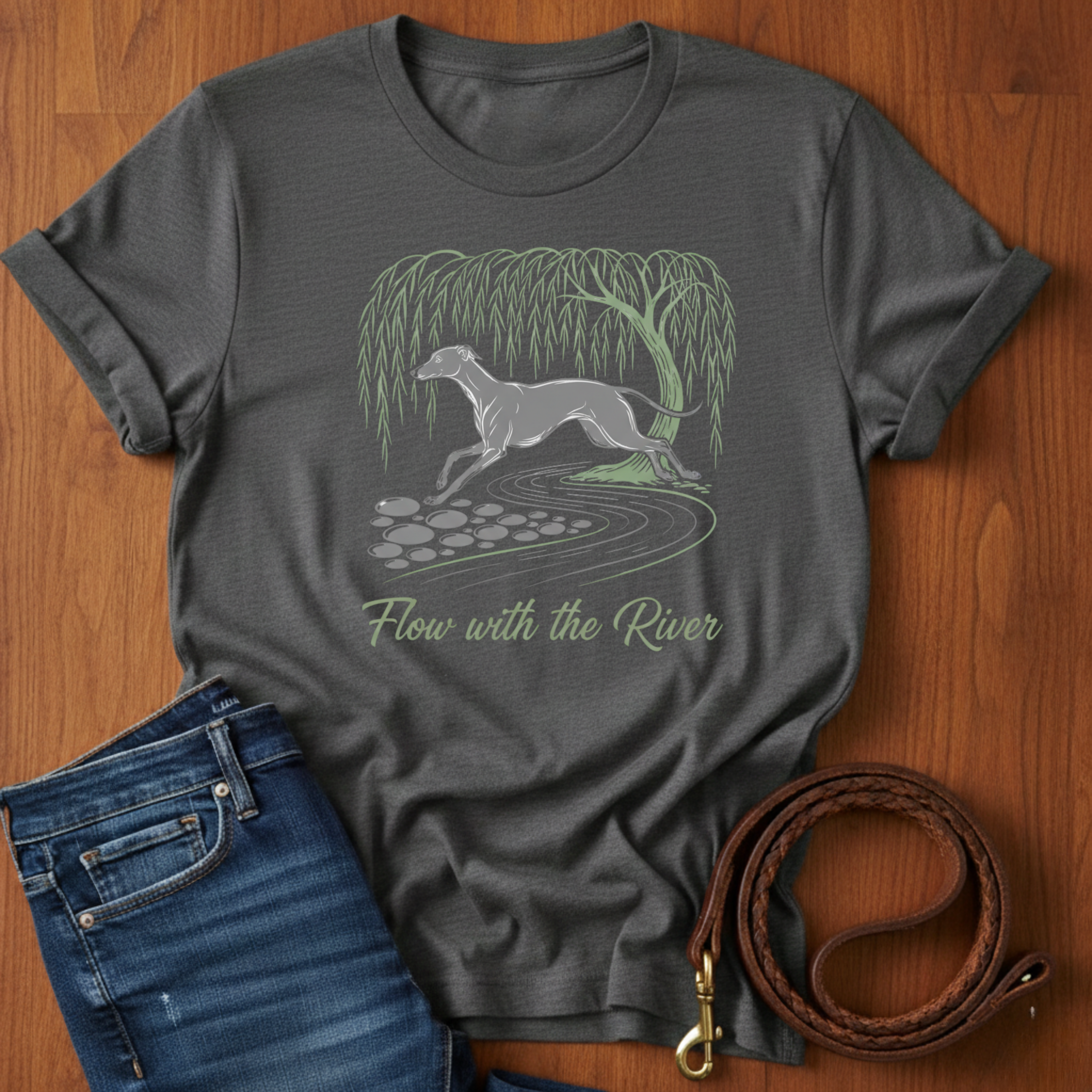 Flow With The River Greyhound T-Shirt — Greyhound lover t-shirt by Always My Dog