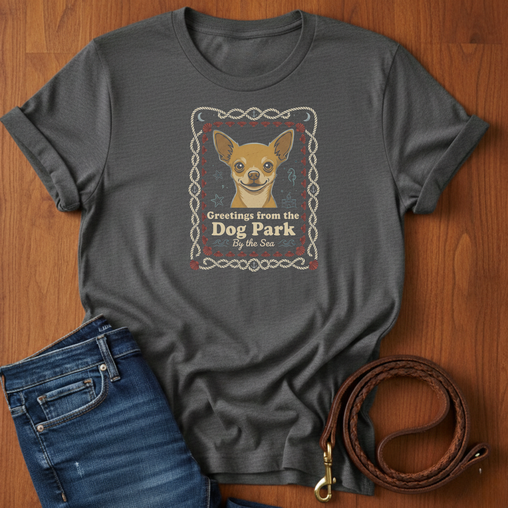 Greetings From The Dog Park By The Sea T-Shirt — dog lover t-shirt by Always My Dog