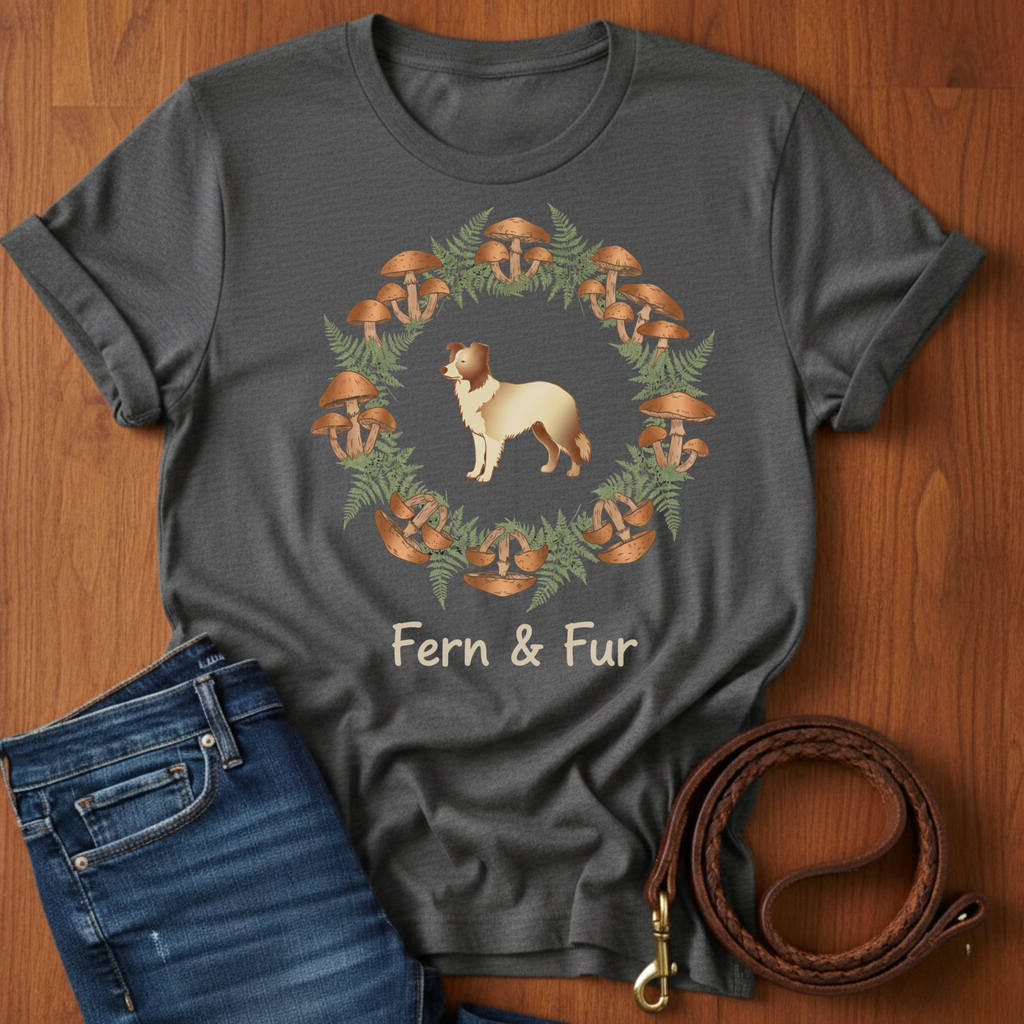 Fern and Fur Border Collie T-Shirt — Border Collie lover t-shirt by Always My Dog