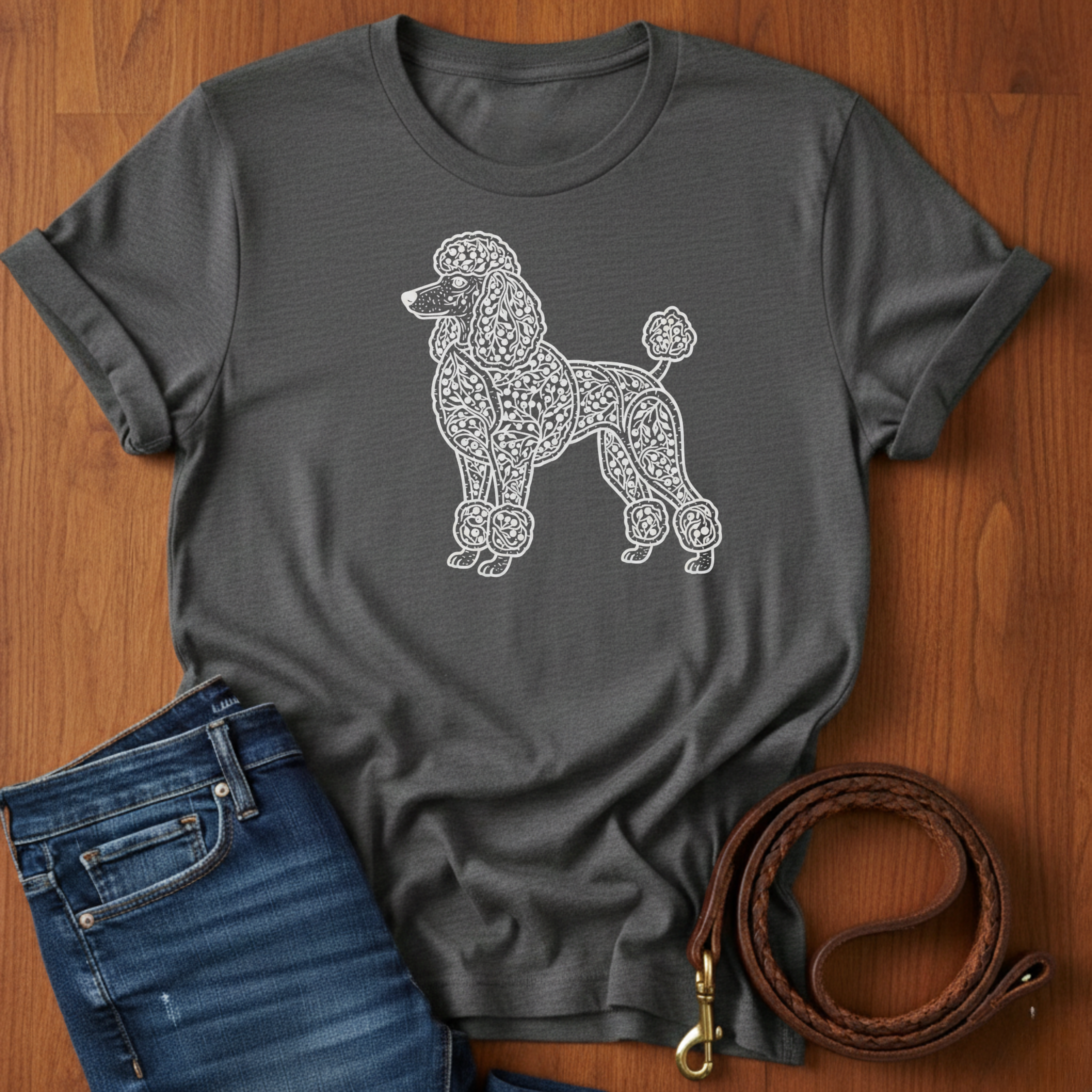 Poodle and Vines T-Shirt — Poodle lover t-shirt by Always My Dog