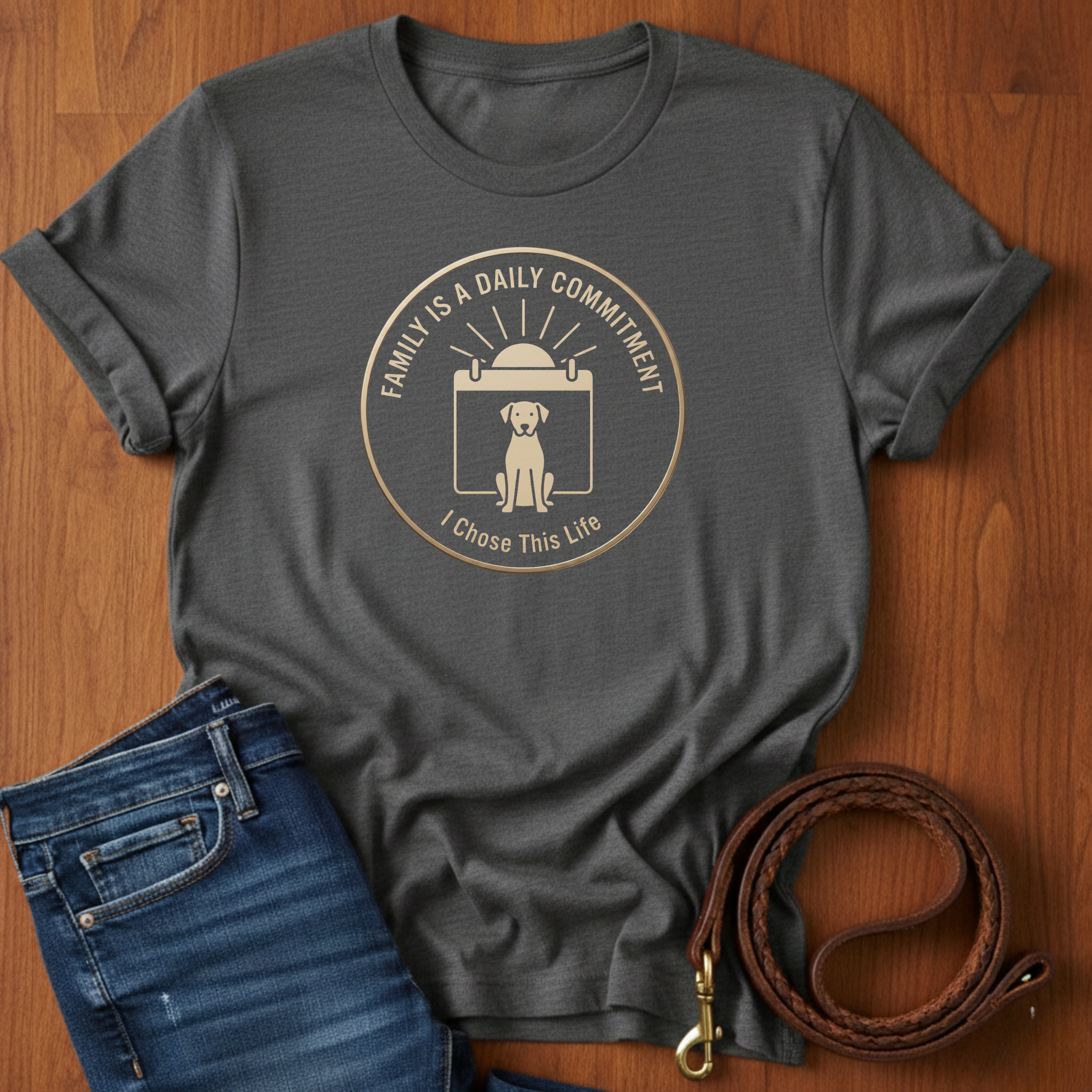 Family Is A Daily Commitment T-Shirt — dog lover t-shirt by Always My Dog