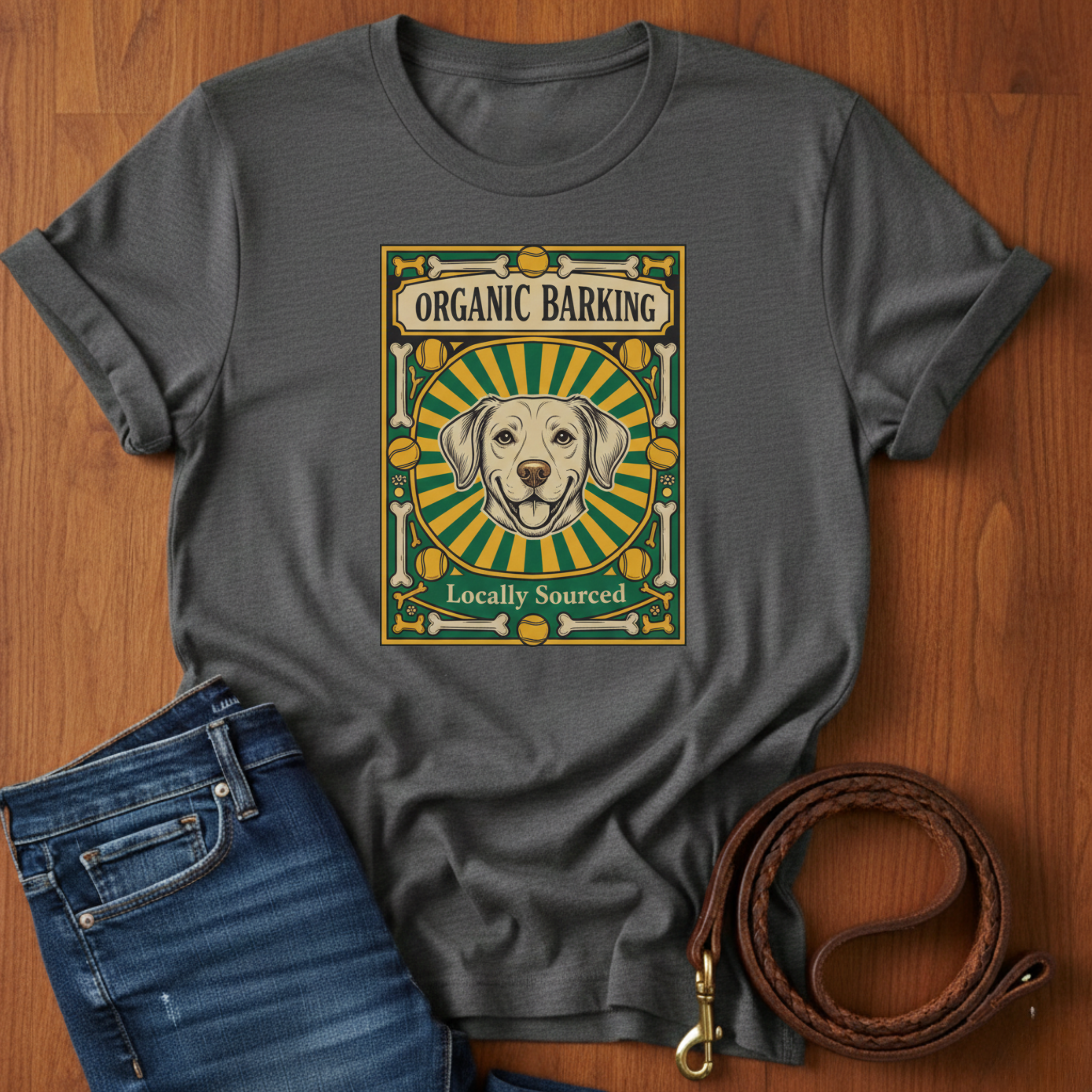 Organic Barking Labrador Retriever T-Shirt — detail view — Always My Dog
