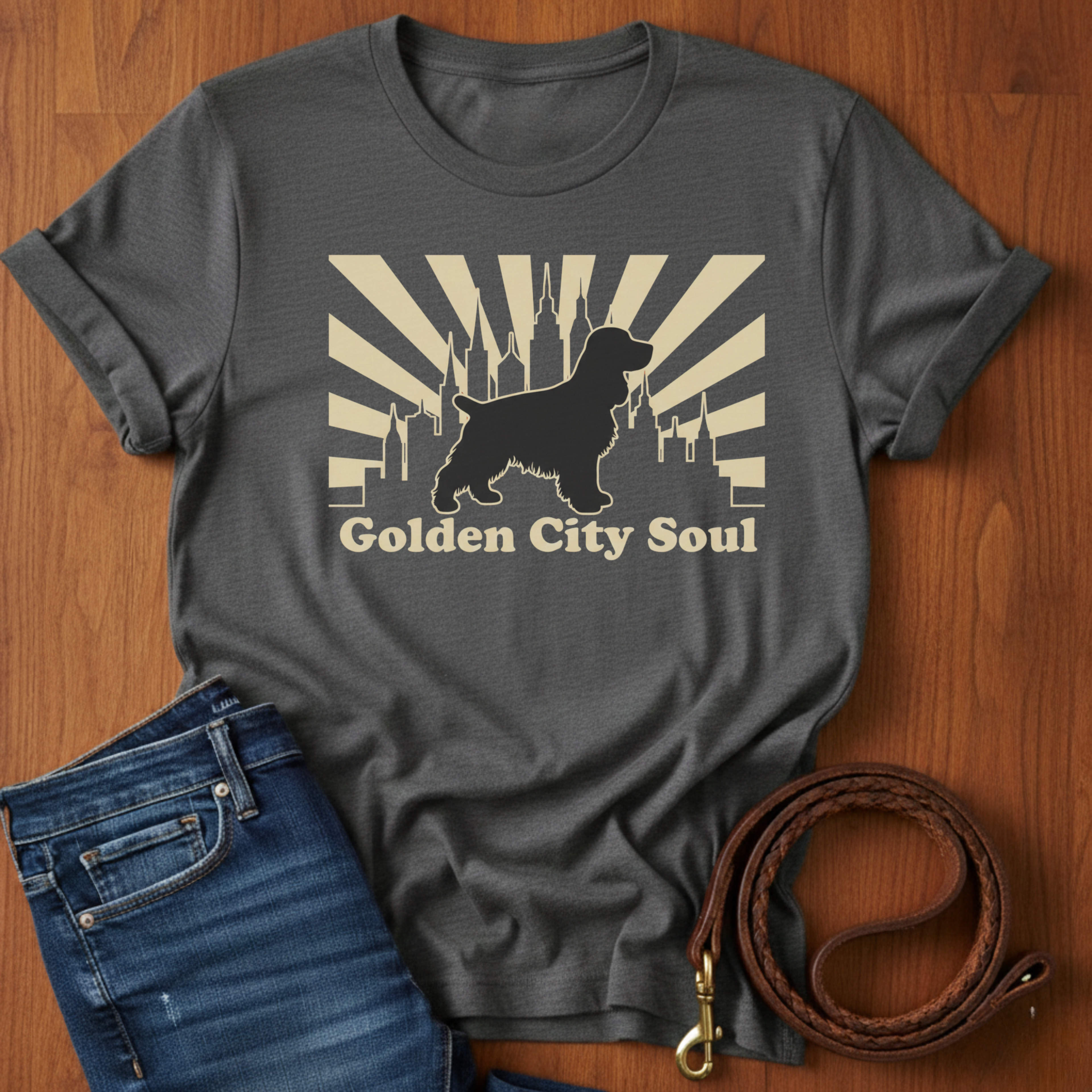 Golden City Soul Spaniel T-Shirt — dog lover t-shirt by Always My Dog