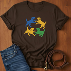 Four Dogs Playing T-Shirt — close-up — Always My Dog