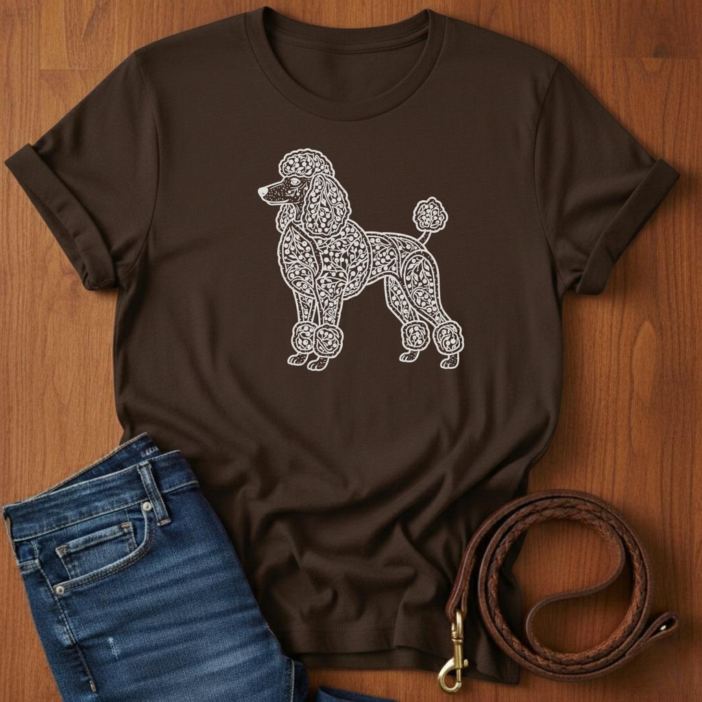 Poodle and Vines T-Shirt — close-up — Always My Dog