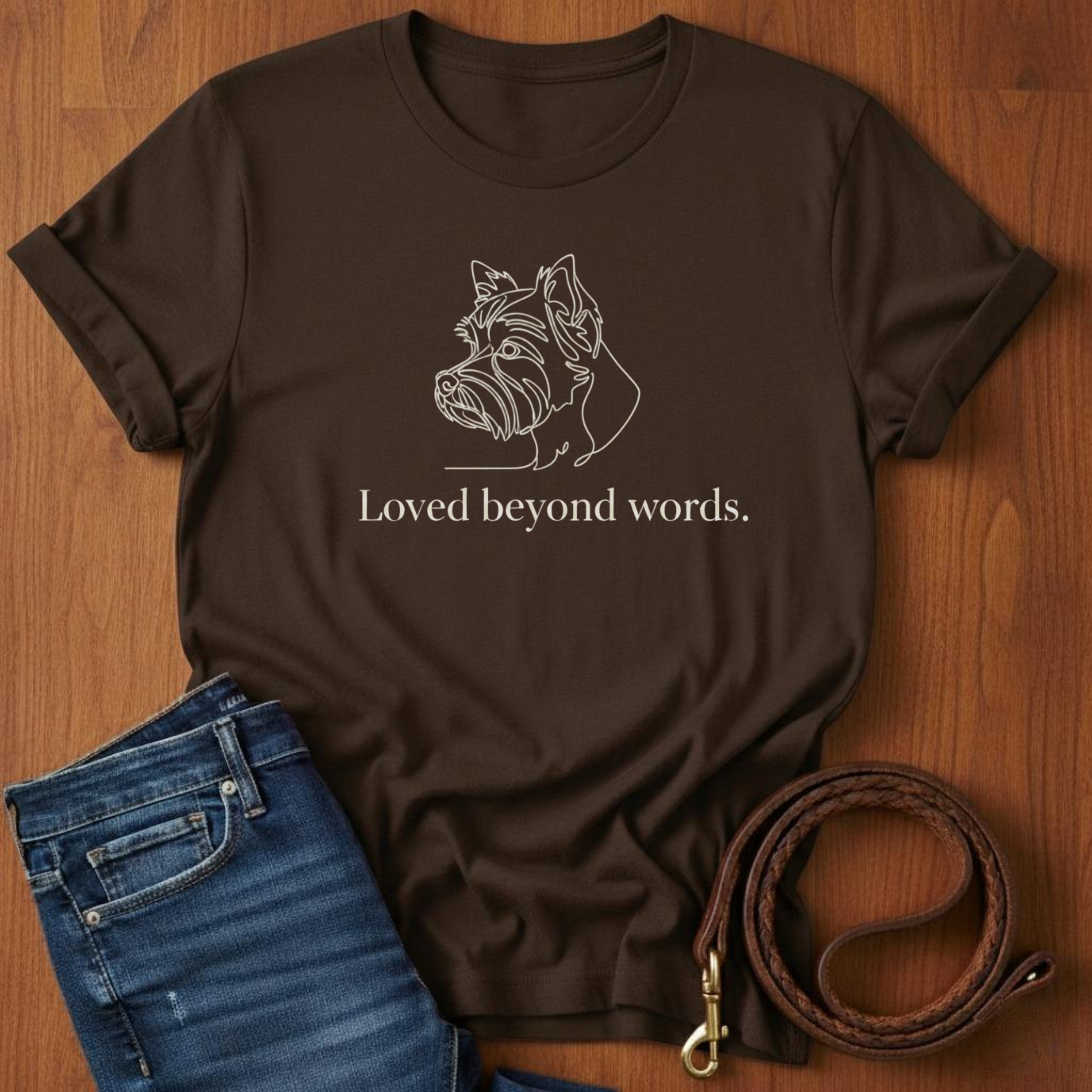 Loved Beyond Words Yorkshire Terrier T-Shirt — close-up — Always My Dog