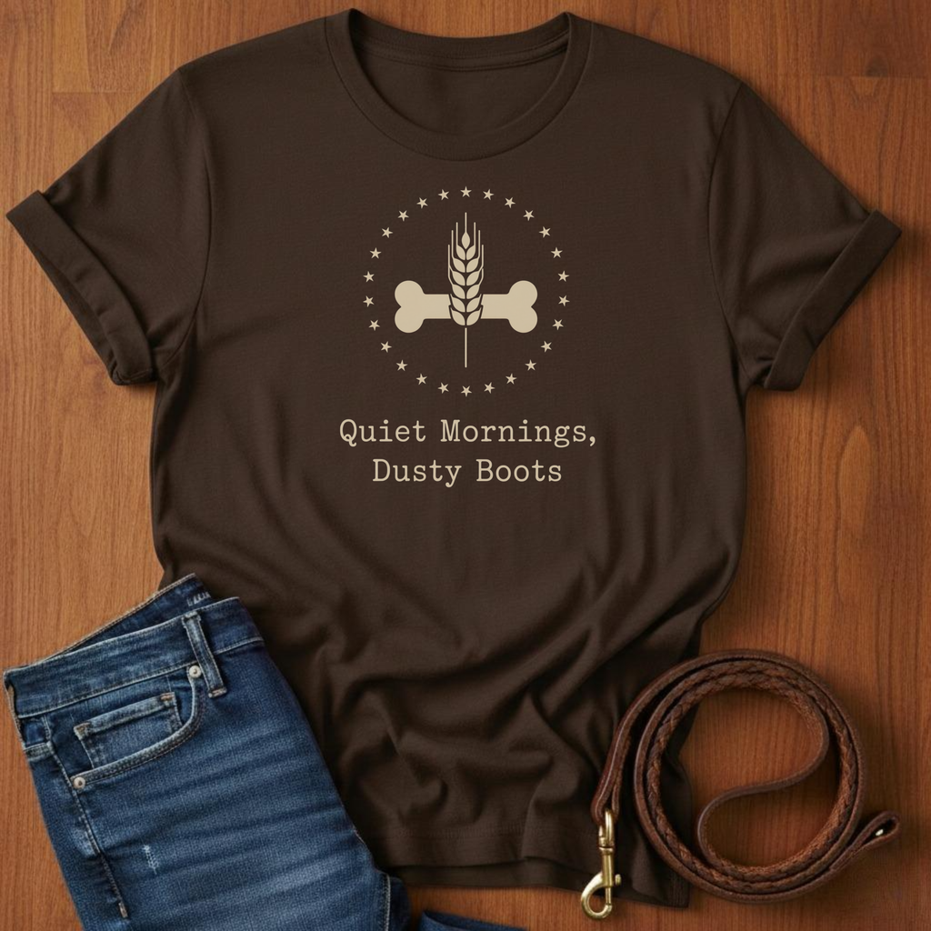 Quiet Mornings.  Dusty Boots T-Shirt