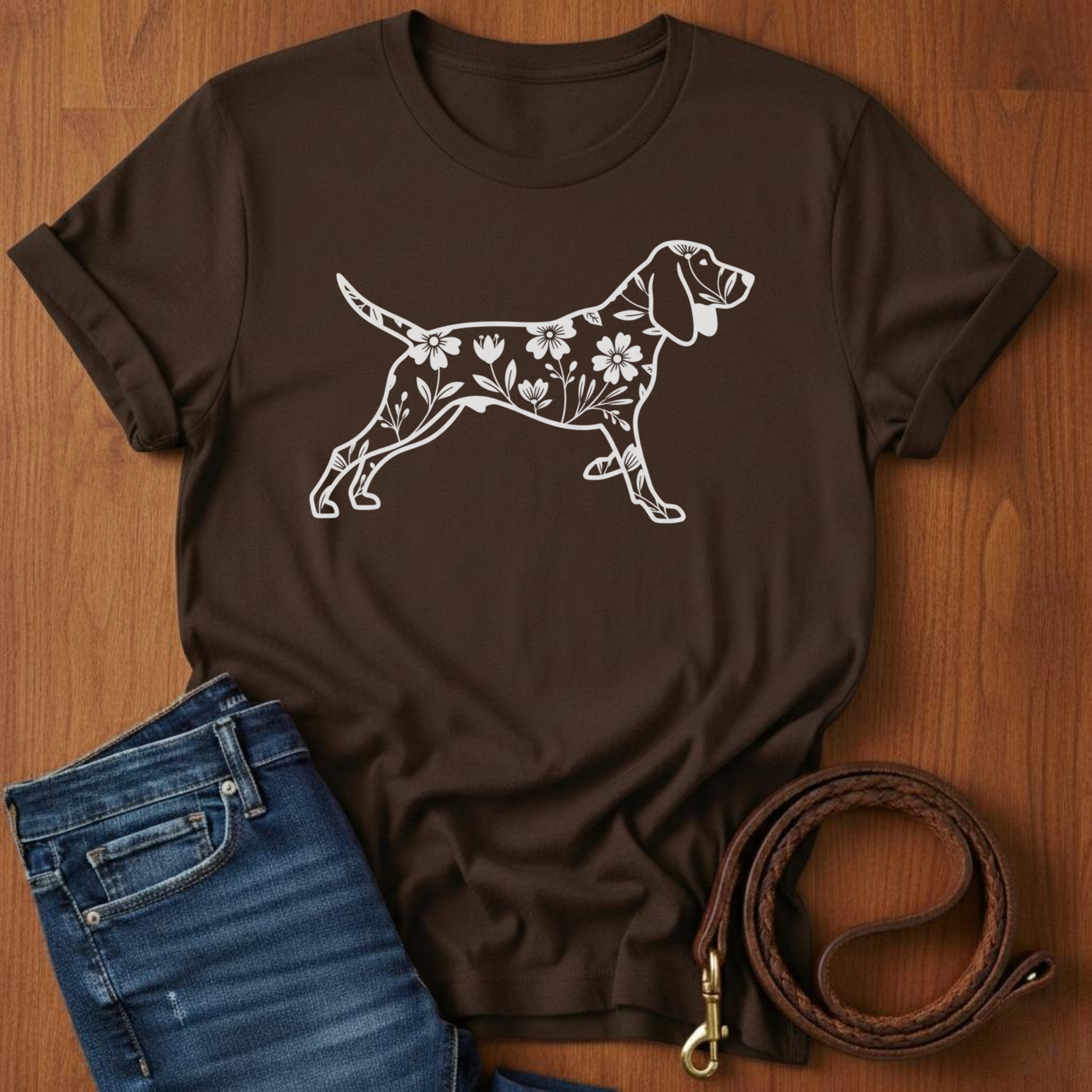 Flower Beagle T-Shirt — close-up — Always My Dog