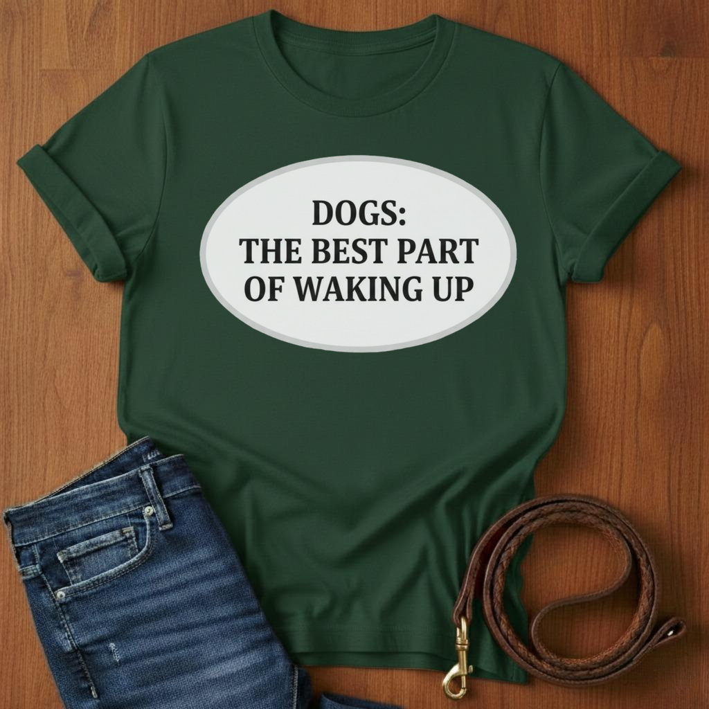 The Best Part Of Waking Up T-Shirt — detail view — Always My Dog