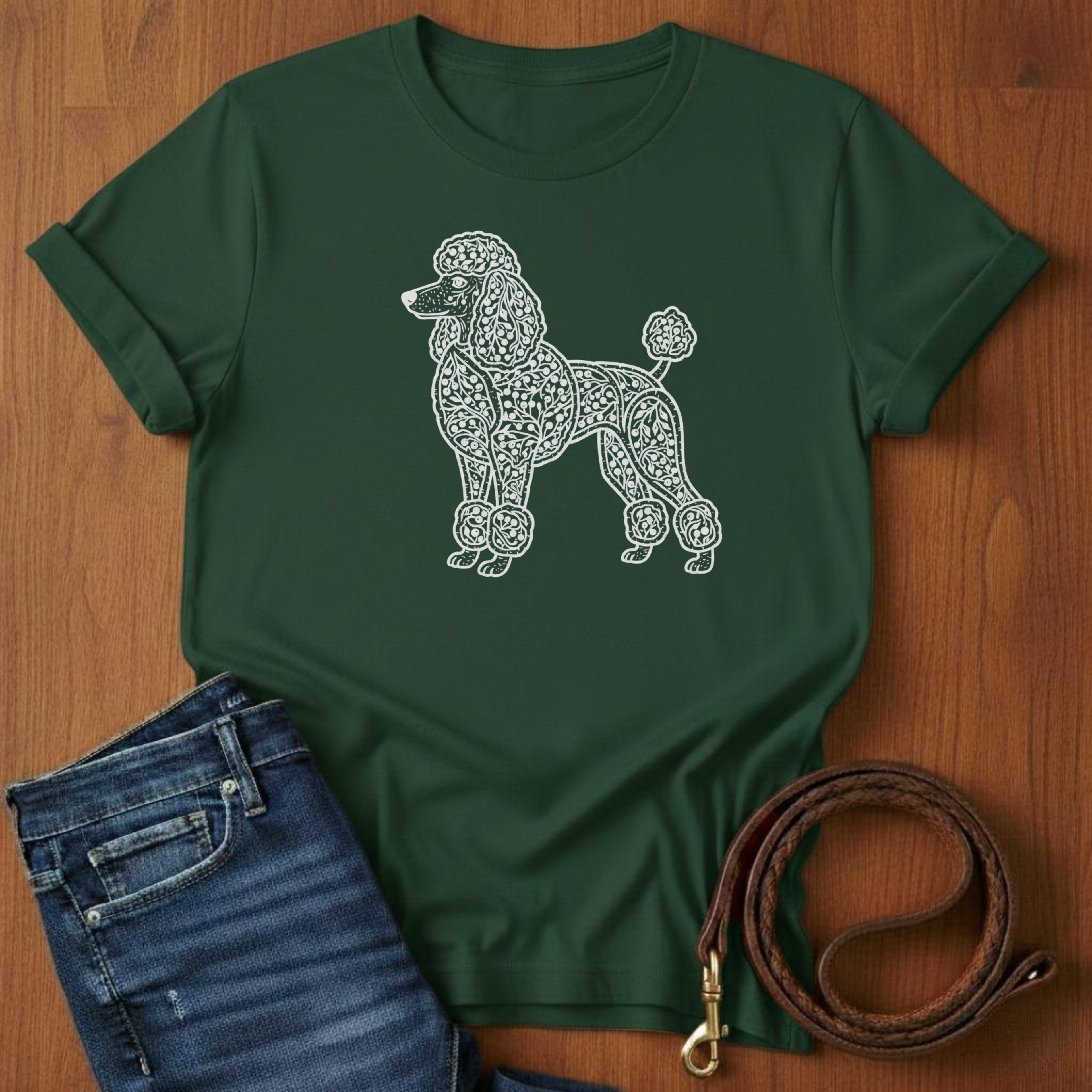 Poodle and Vines T-Shirt — alternate color — Always My Dog