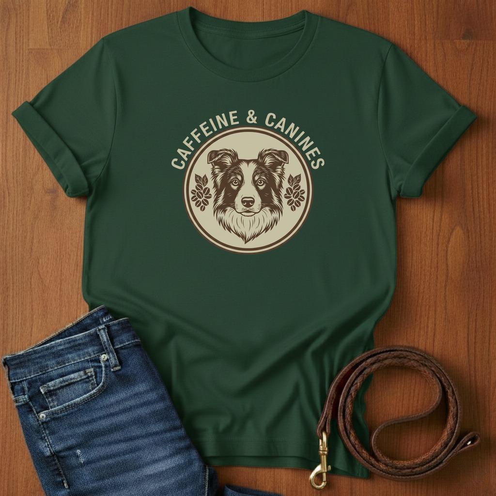 Caffeine and Canines Border Collie T-Shirt
