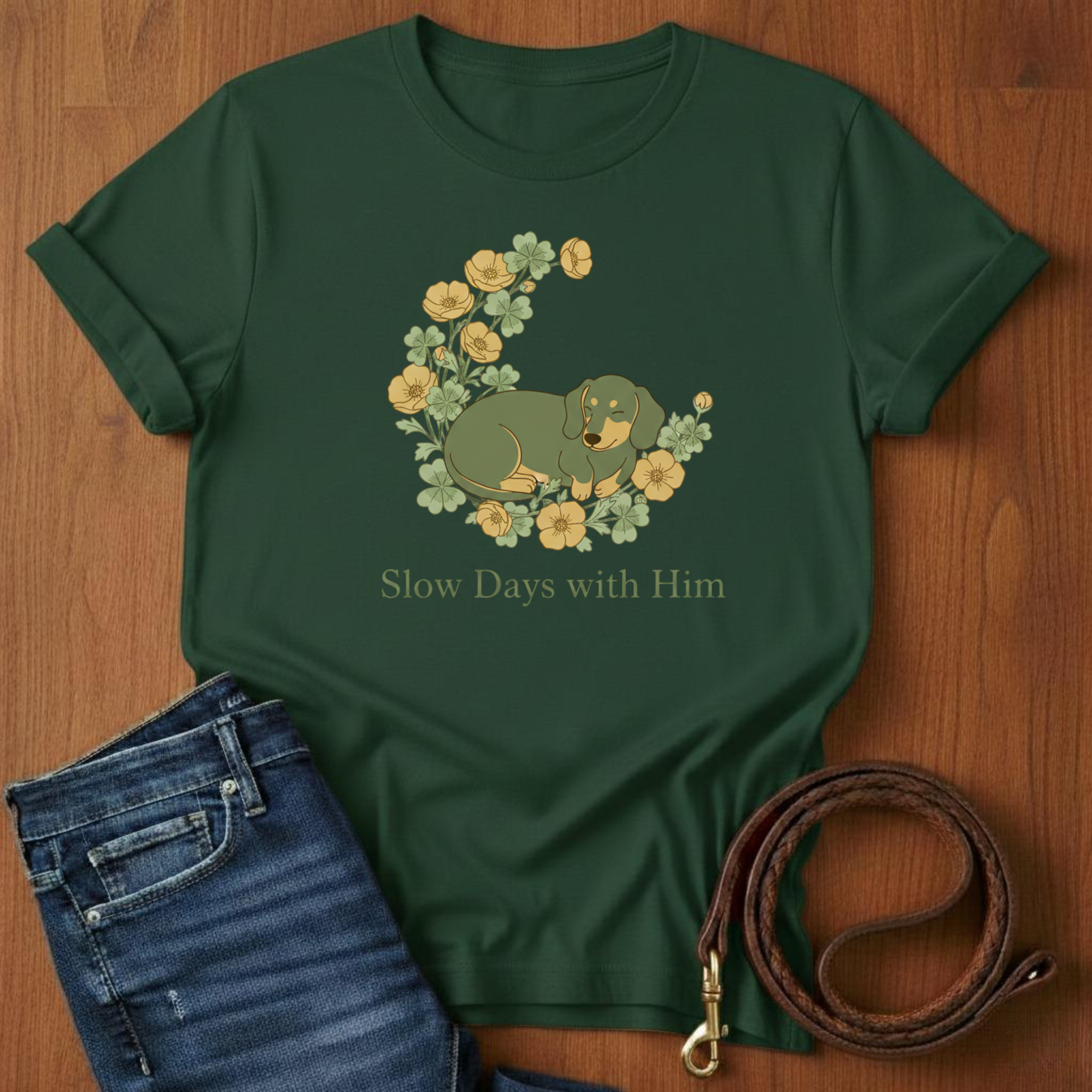 Slow Days With Him Dachshund T-Shirt