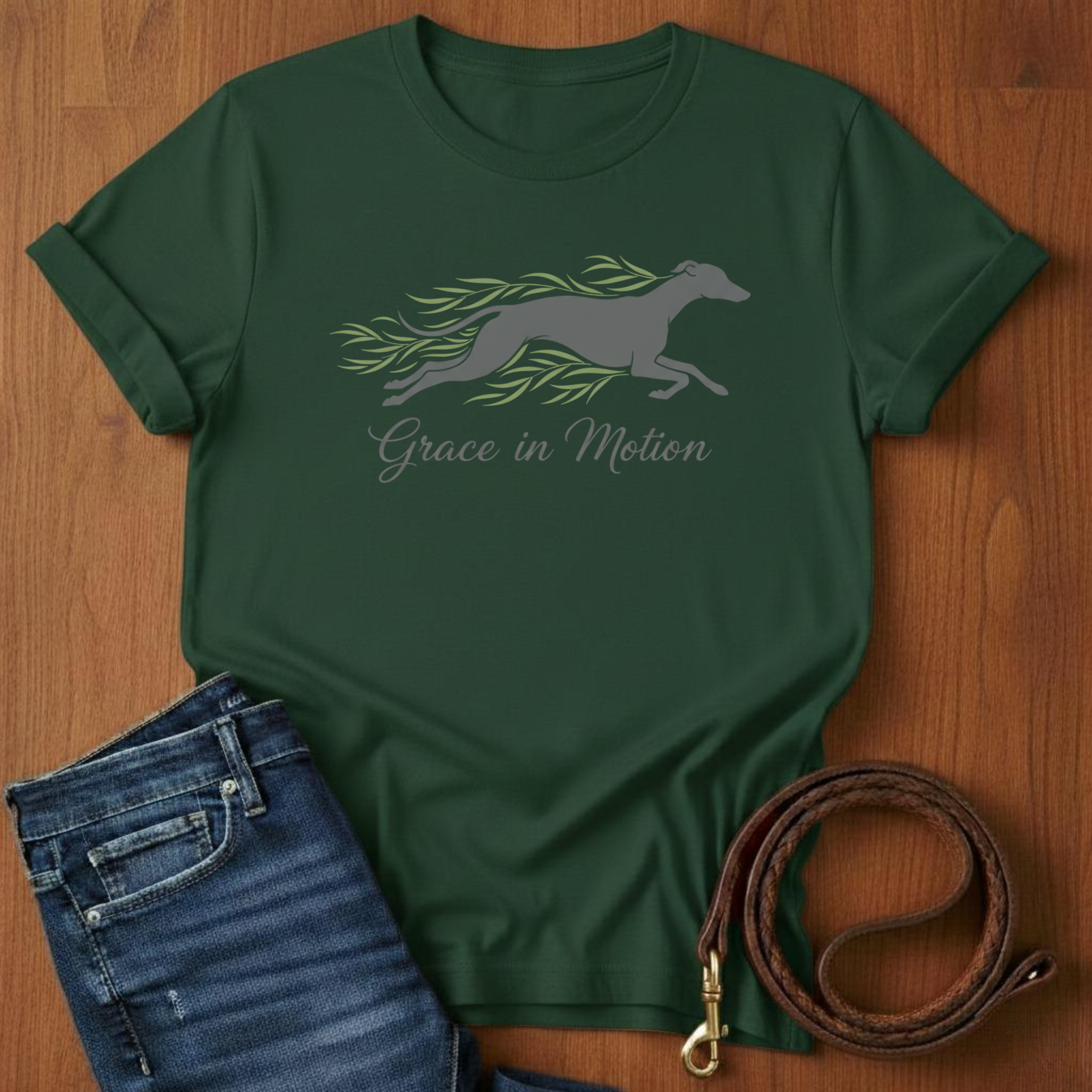 Grace In Motion Greyhound T-Shirt — alternate color — Always My Dog