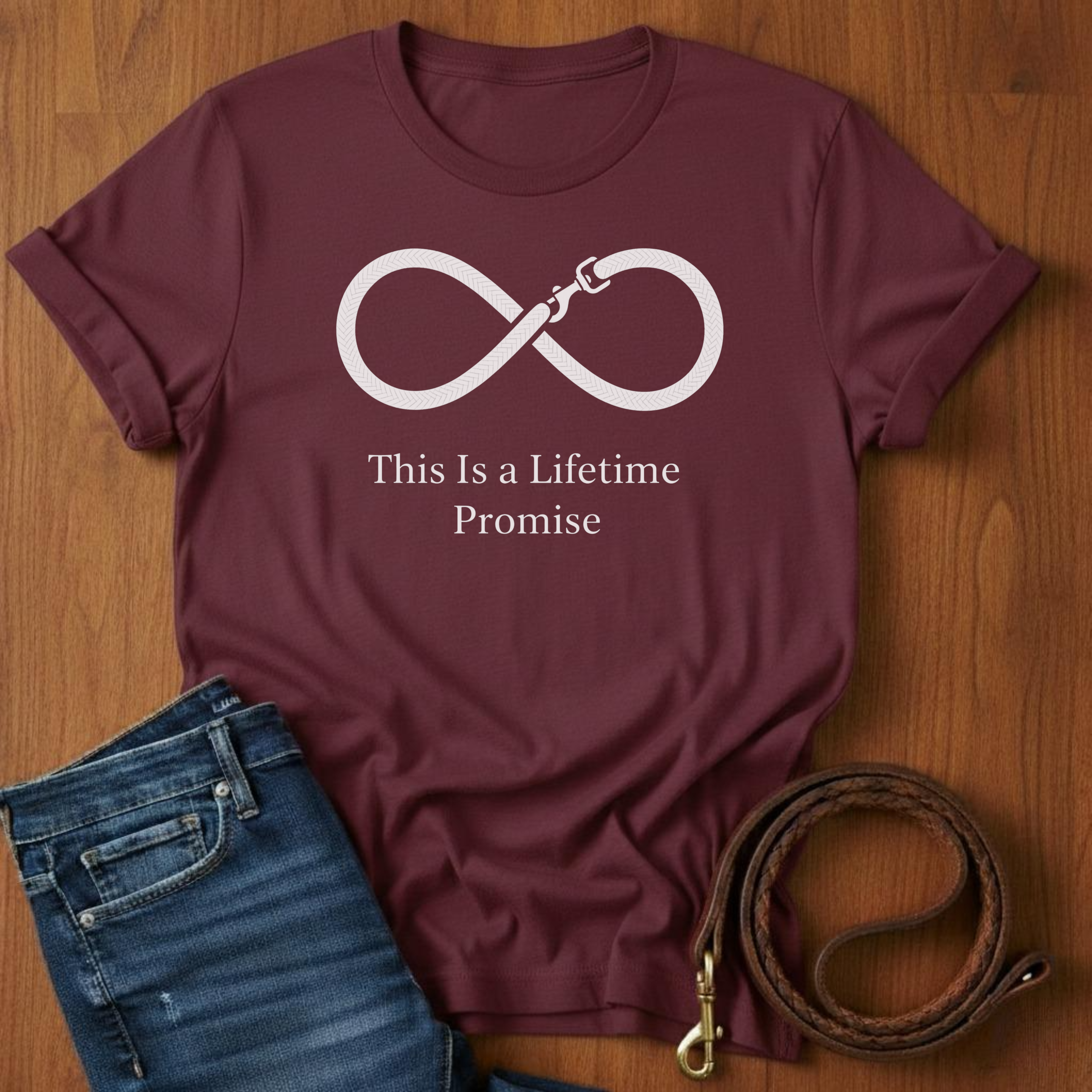 This Is A Lifetime Promise Leash T-Shirt — detail view — Always My Dog